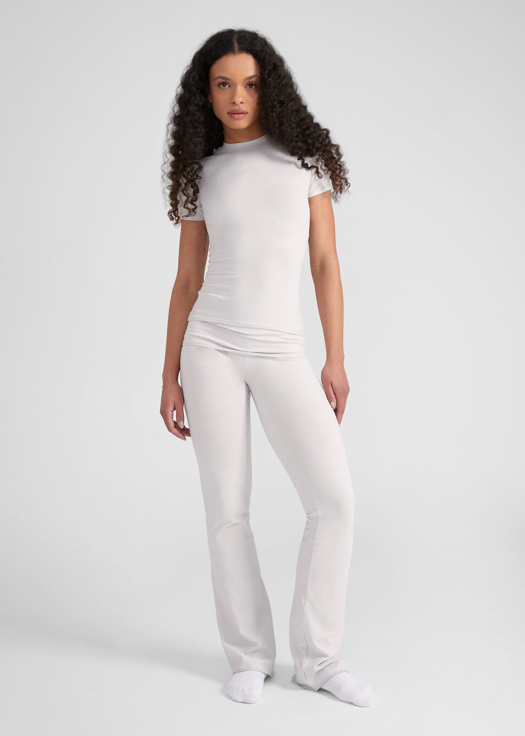 Foldover Pants - light grey melange