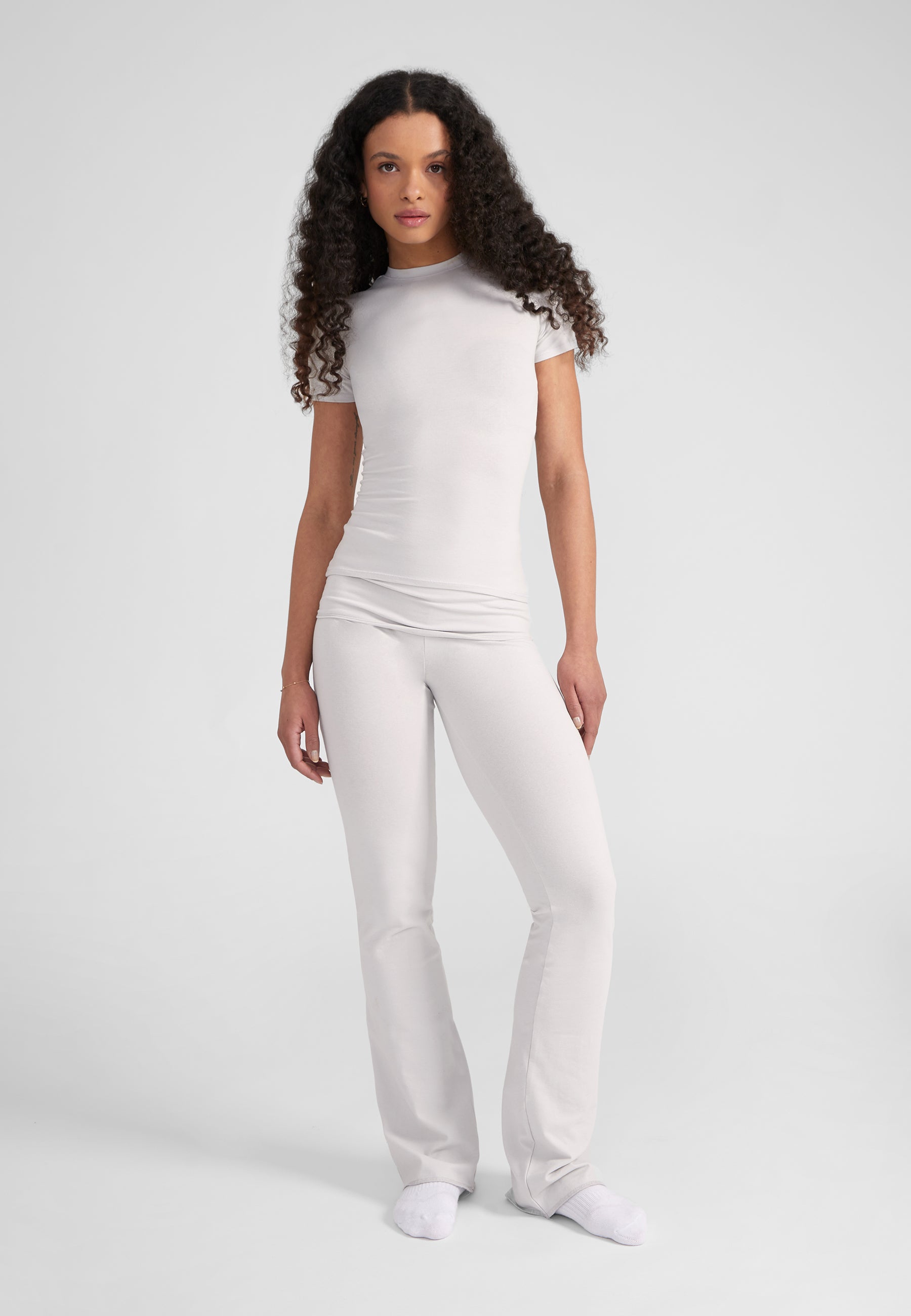 Foldover Pants - light grey melange