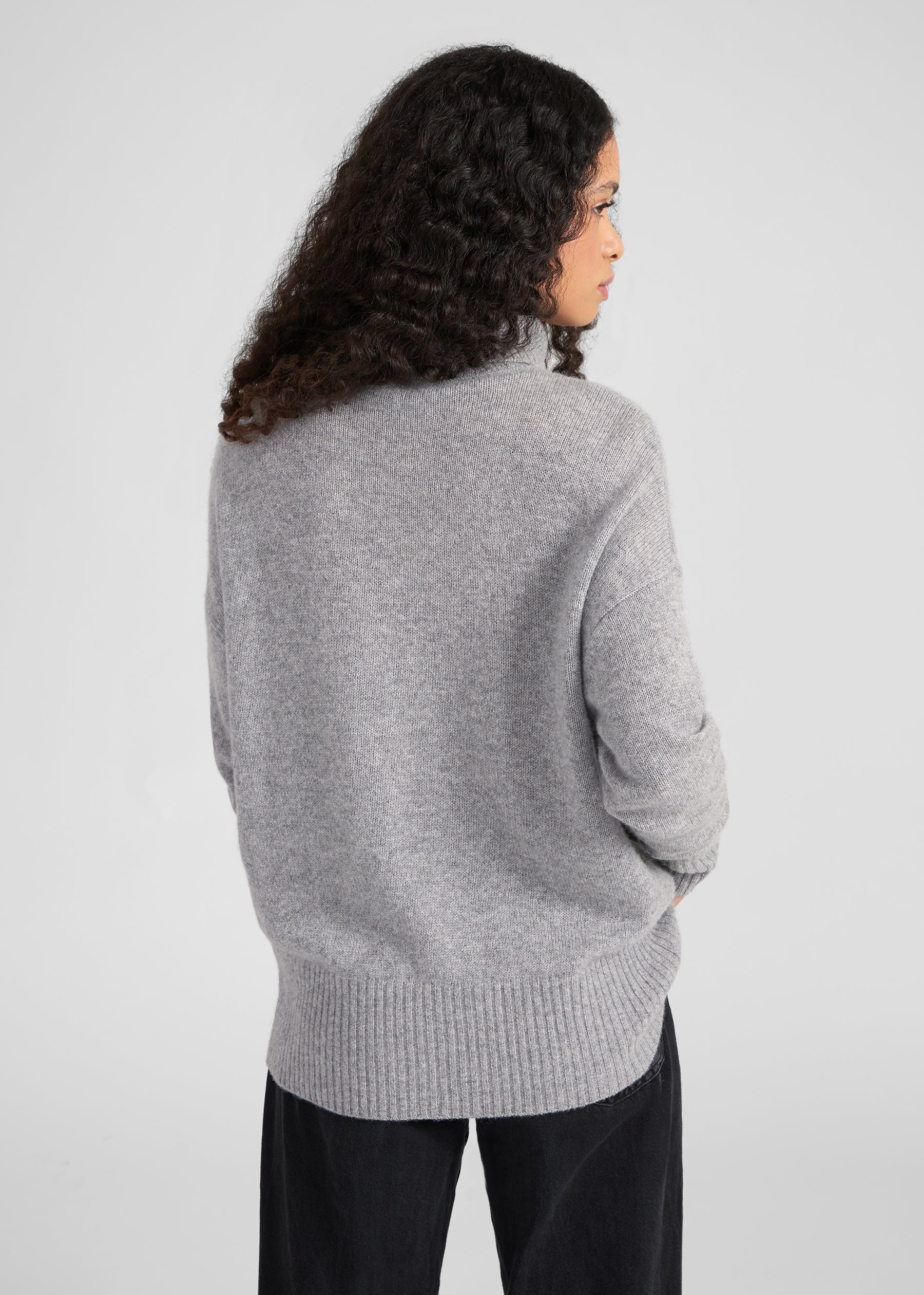Oversize Rollkragenpullover - light grey melange