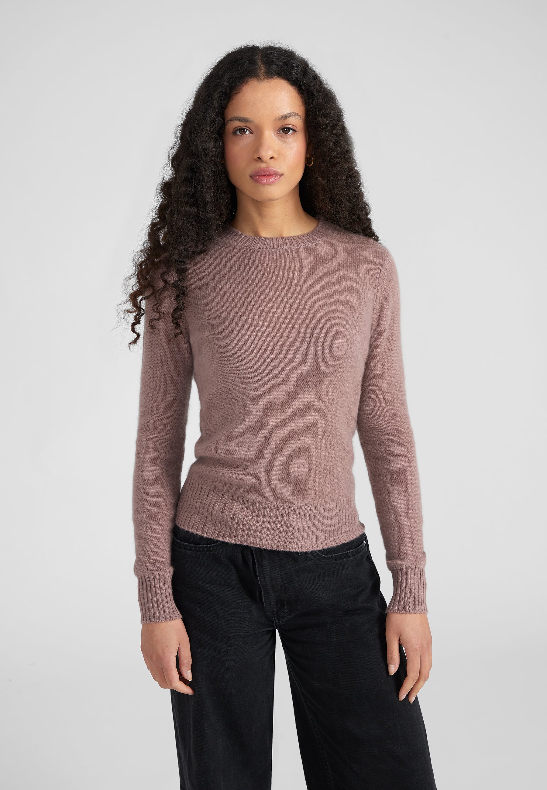Rundhalspullover- rose taupe