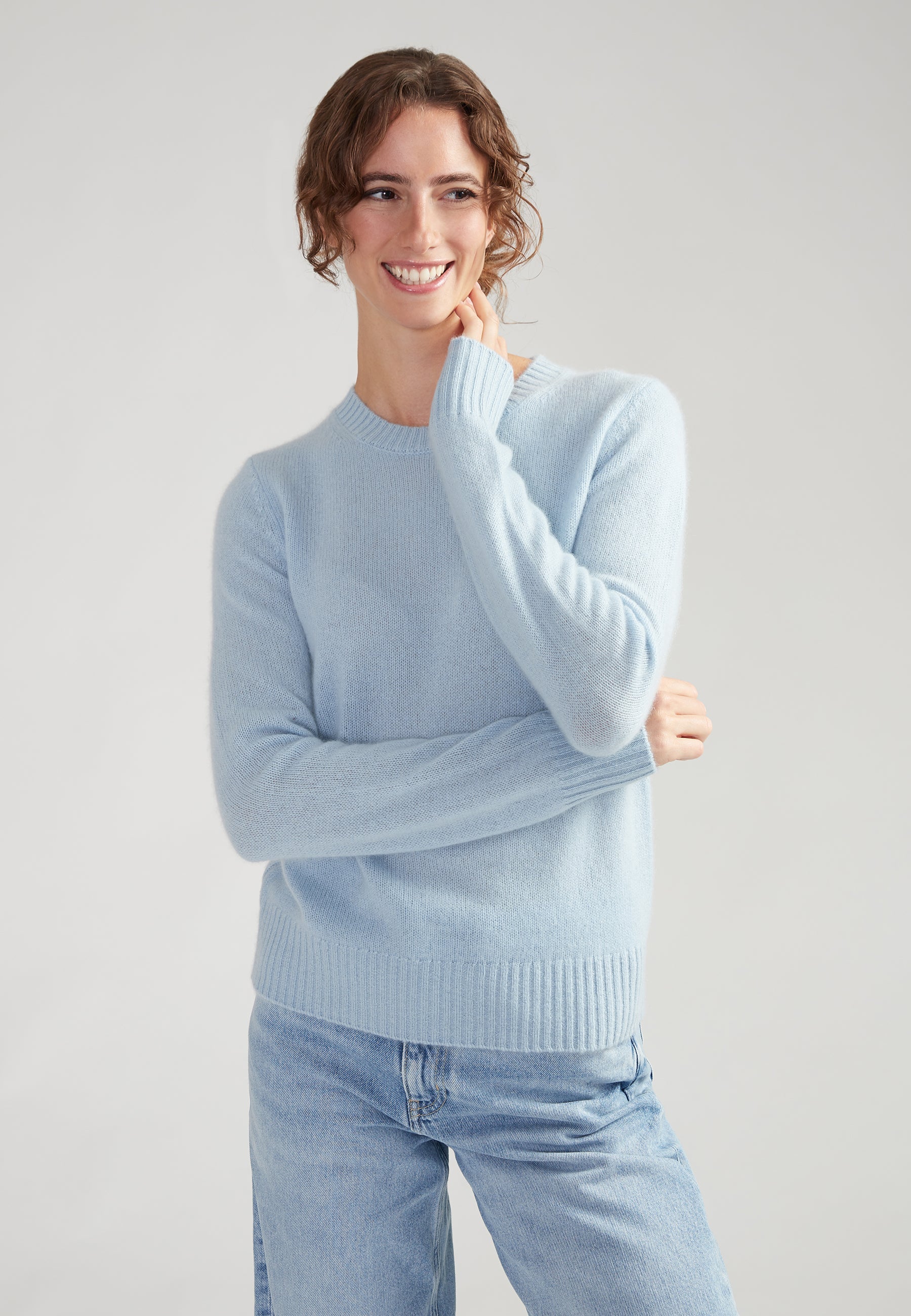 Rundhalspullover- pastel blue 