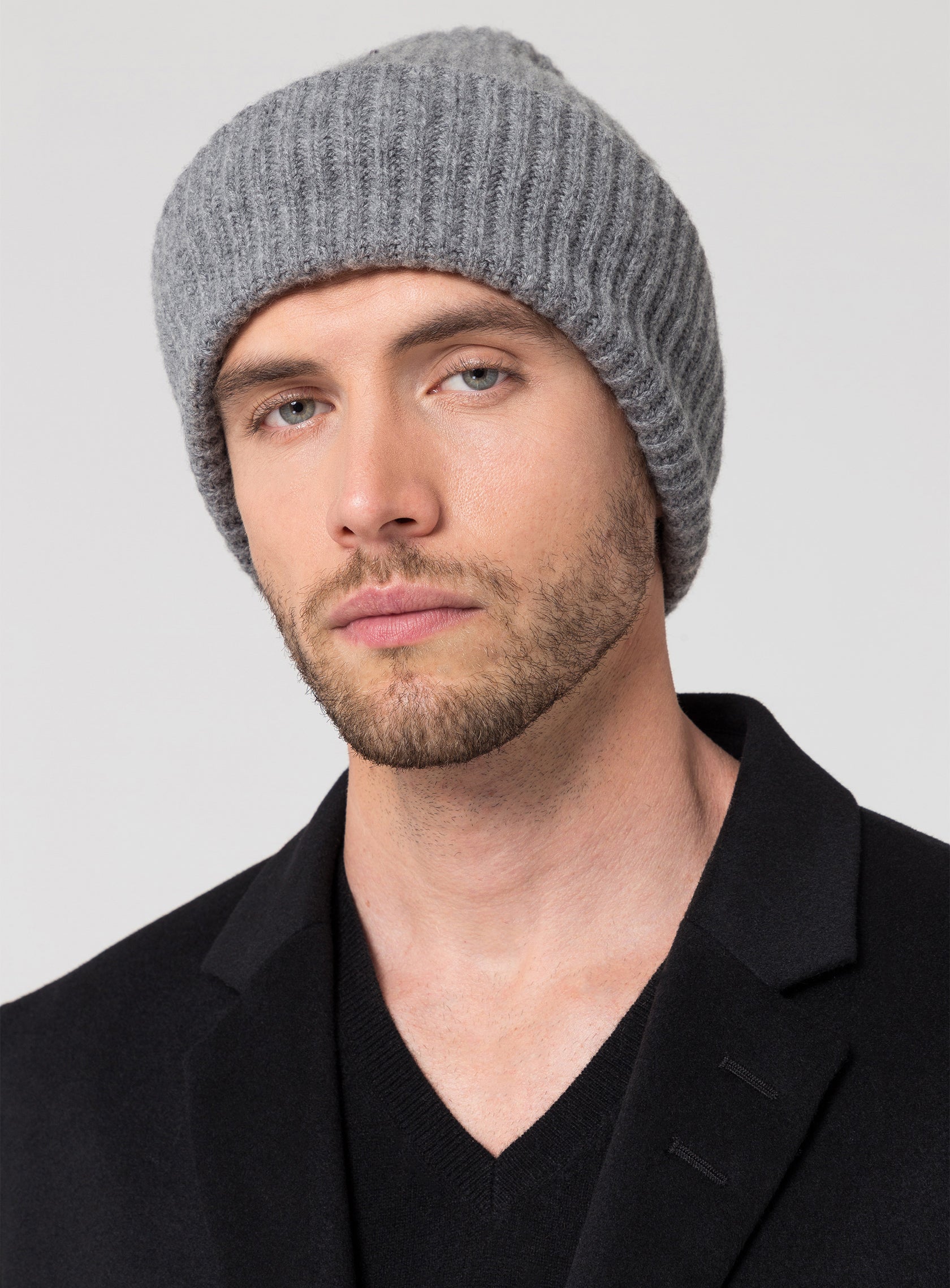 Ripped Beanie - grey melange