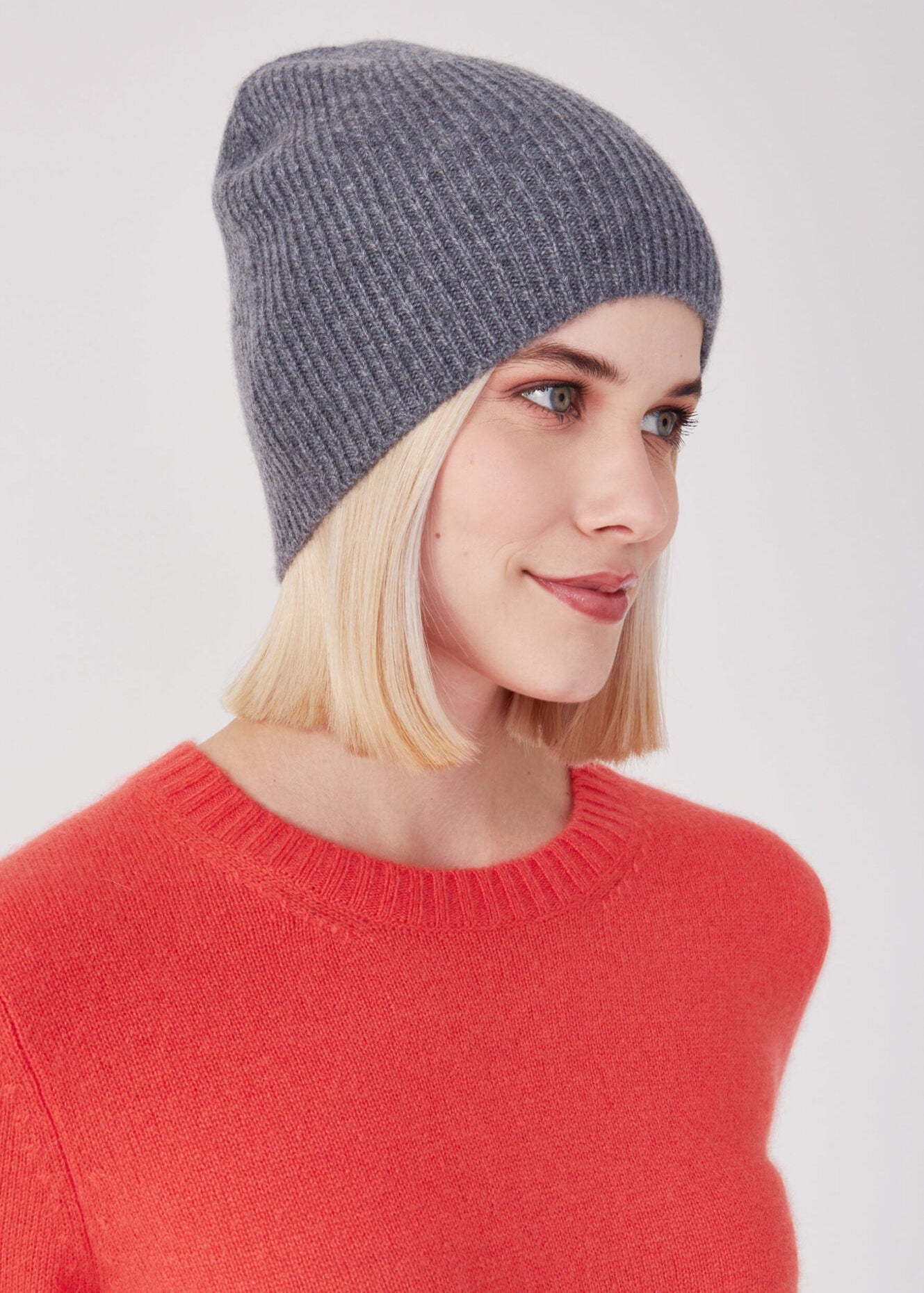 Ripped Beanie - grey melange