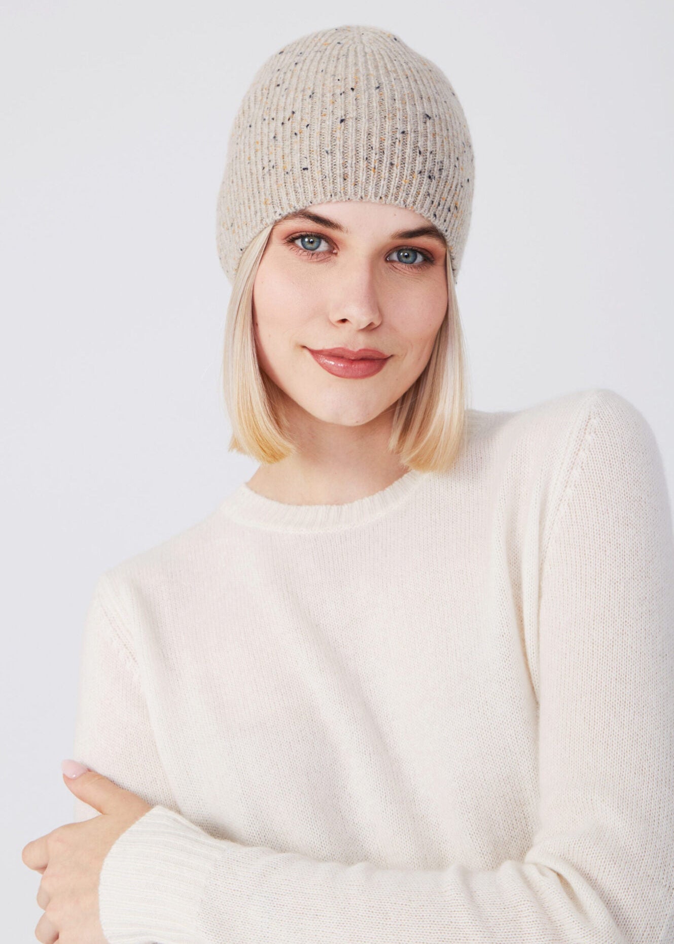 Ripped Beanie - taupe melange