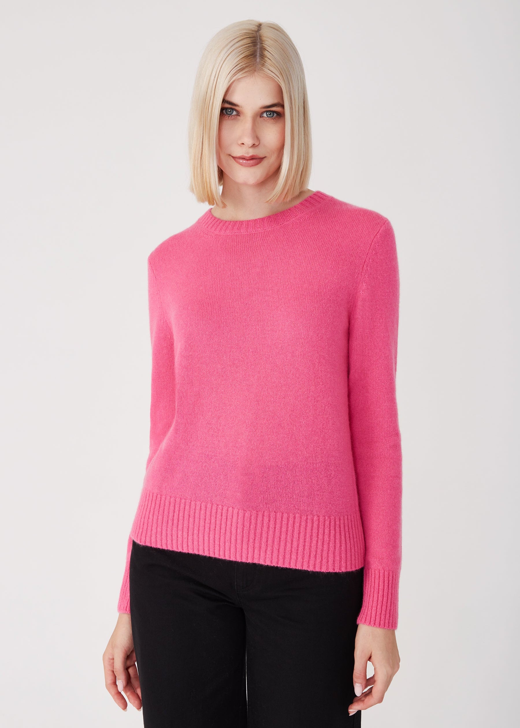 Rundhalspullover- neon pink