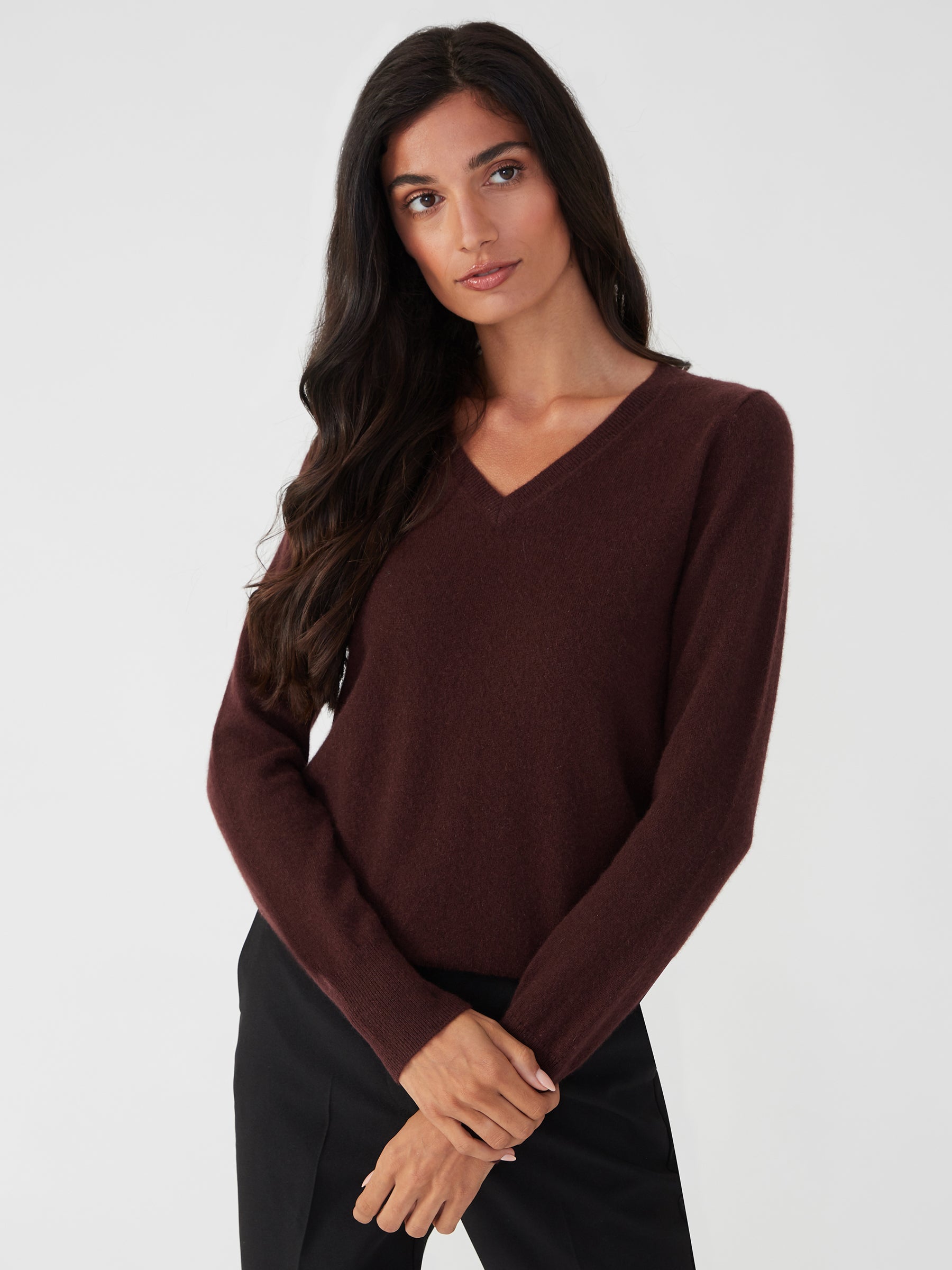 Vneck - chocolate