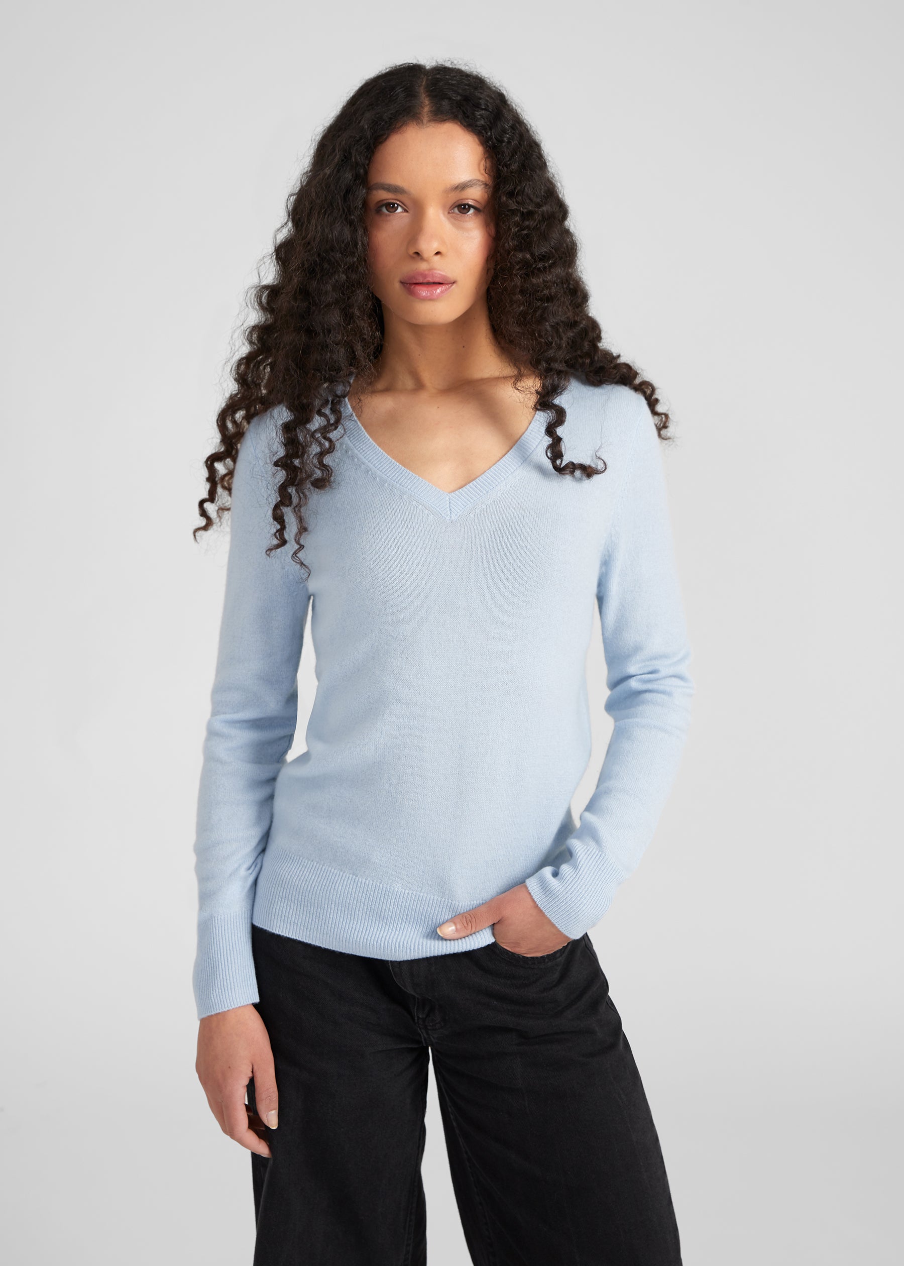 Vneck - pastel blue melange 