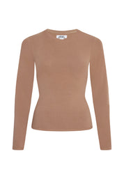 Woman wearing Longsleeve T-Shirt - wood