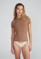 Woman wearing Fitted Shortsleeve T-Shirt - wood