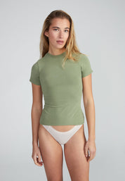 Woman wearing Fitted Shortsleeve T-Shirt - olive