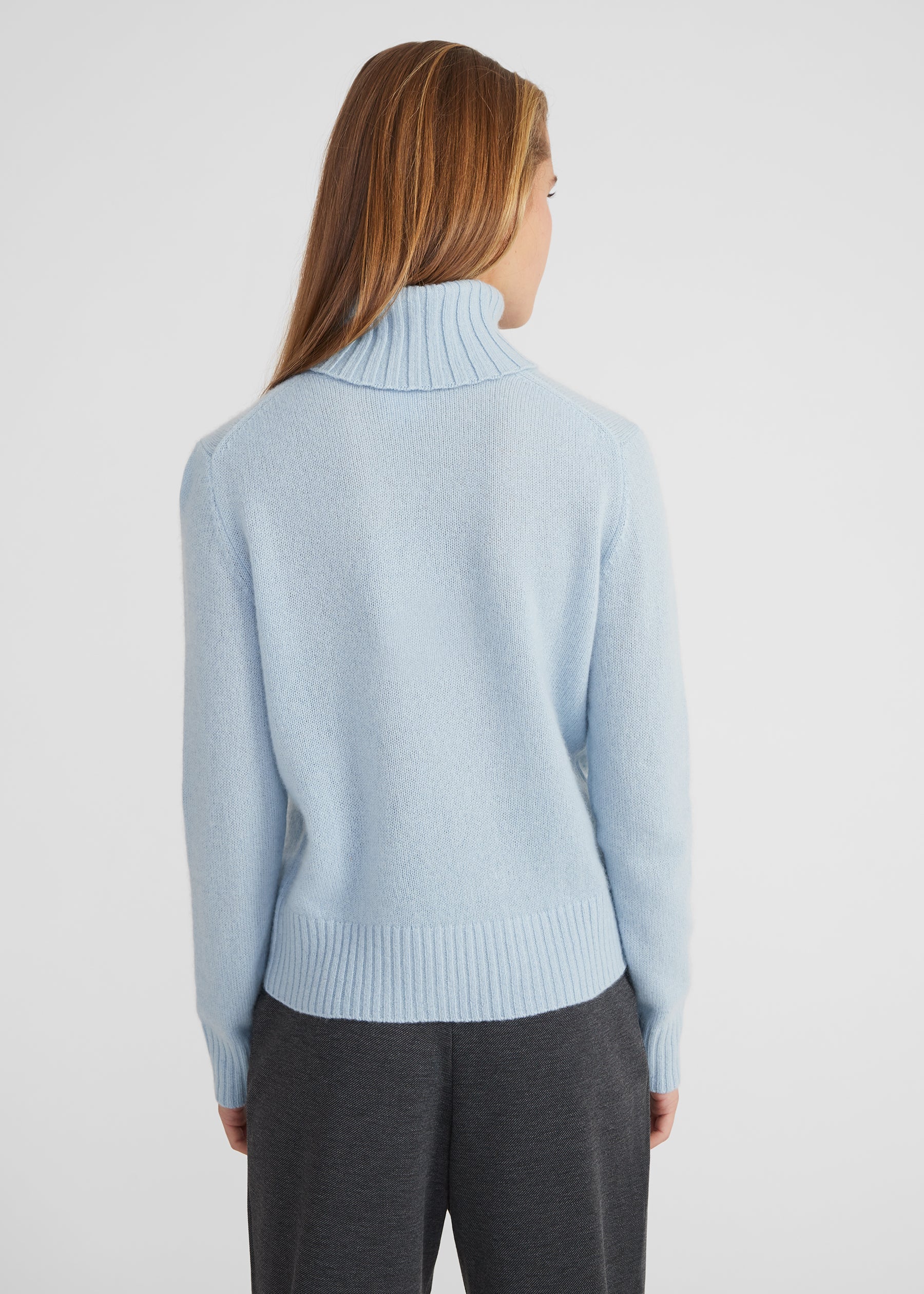 Regular Rollkragenpullover- pastel blue melange