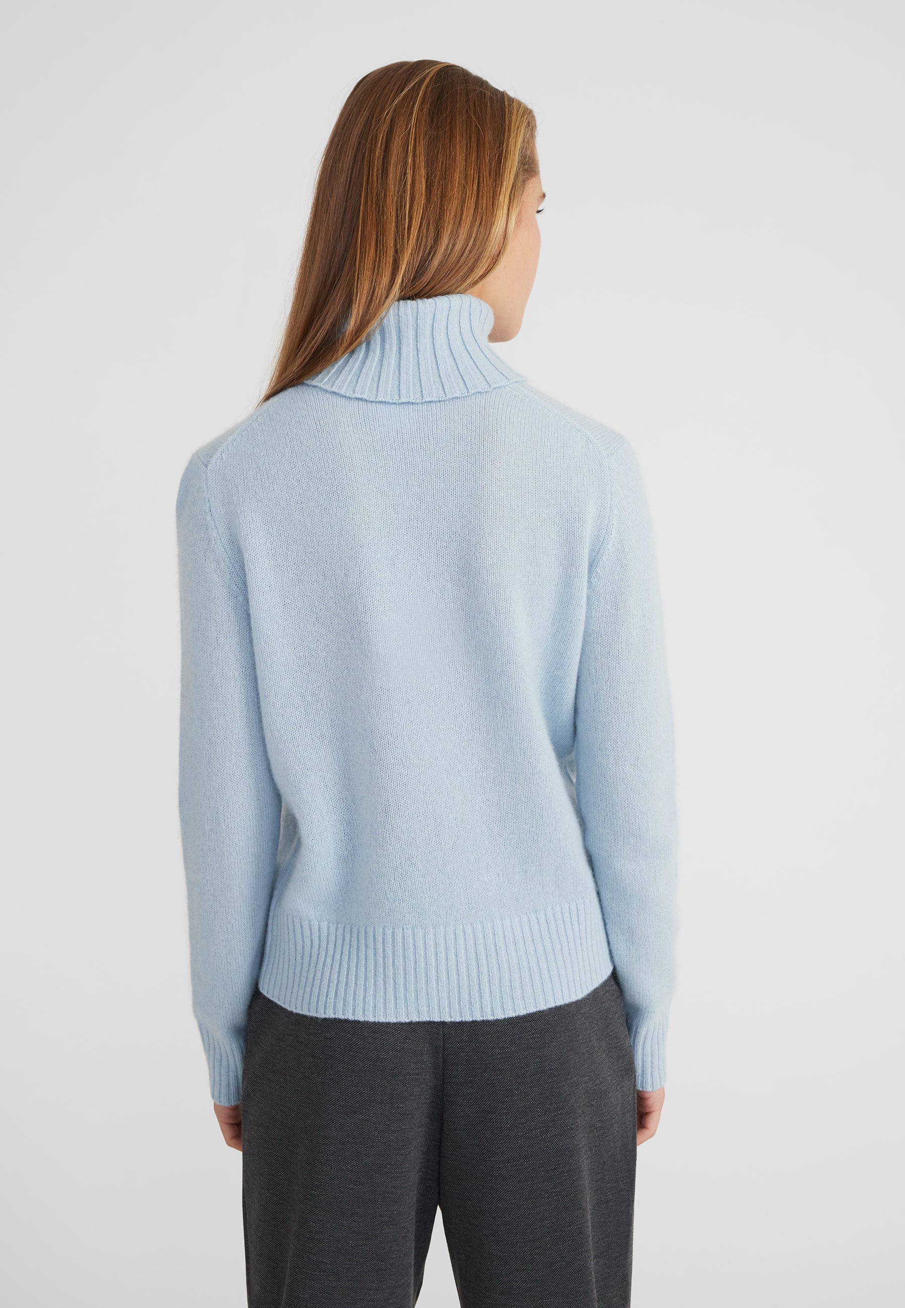 Regular Rollkragenpullover- pastel blue melange