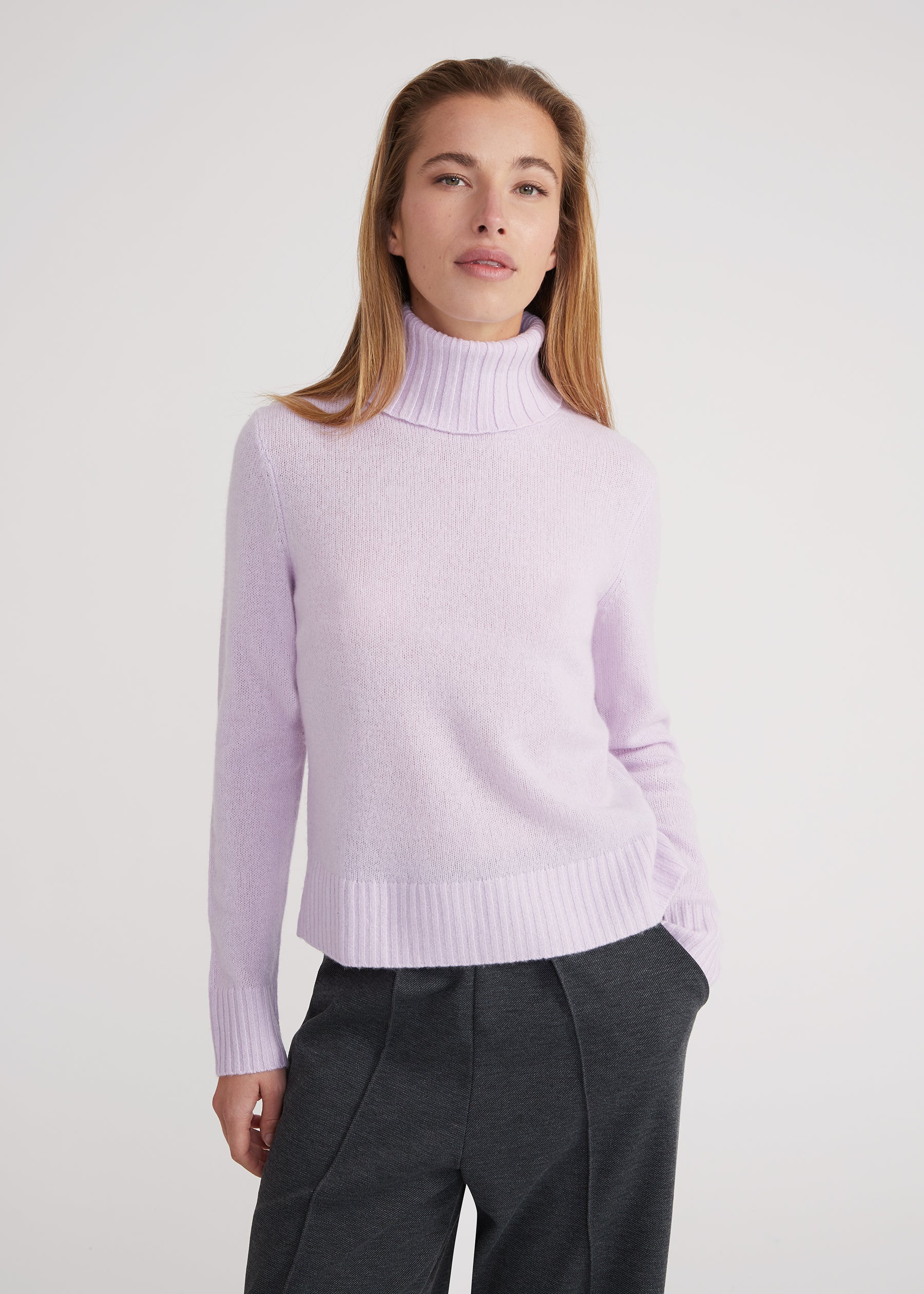 Regular Rollkragenpullover- lavender