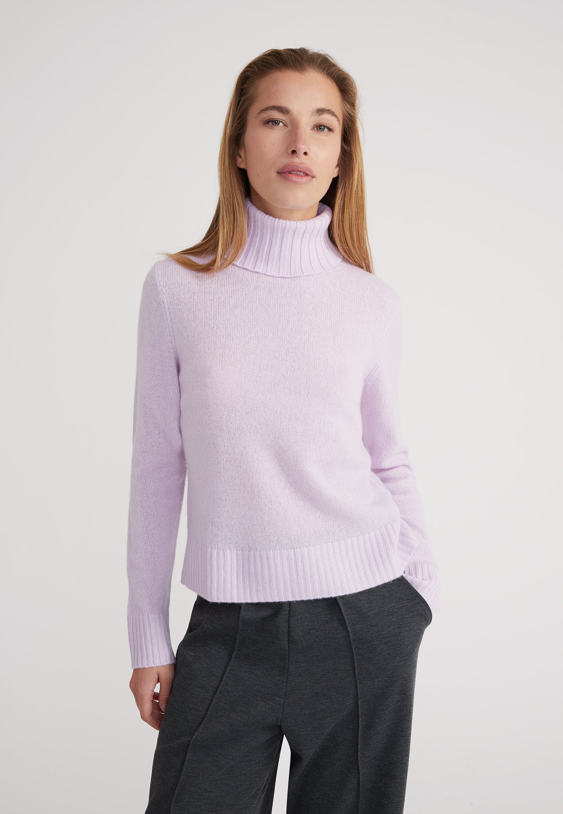 Regular Rollkragenpullover- lavender