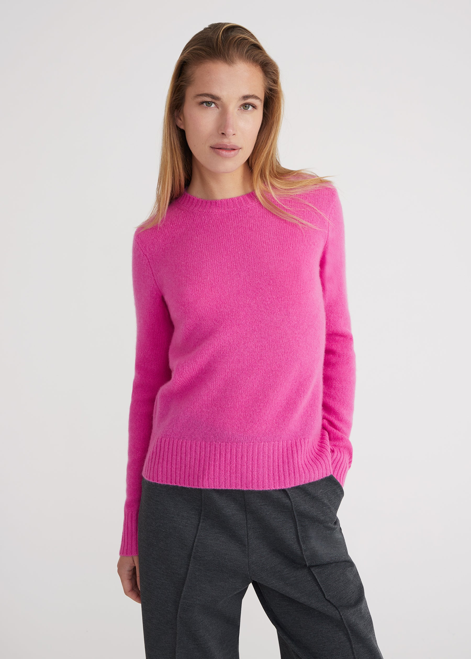 Rundhalspullover- fuchsia