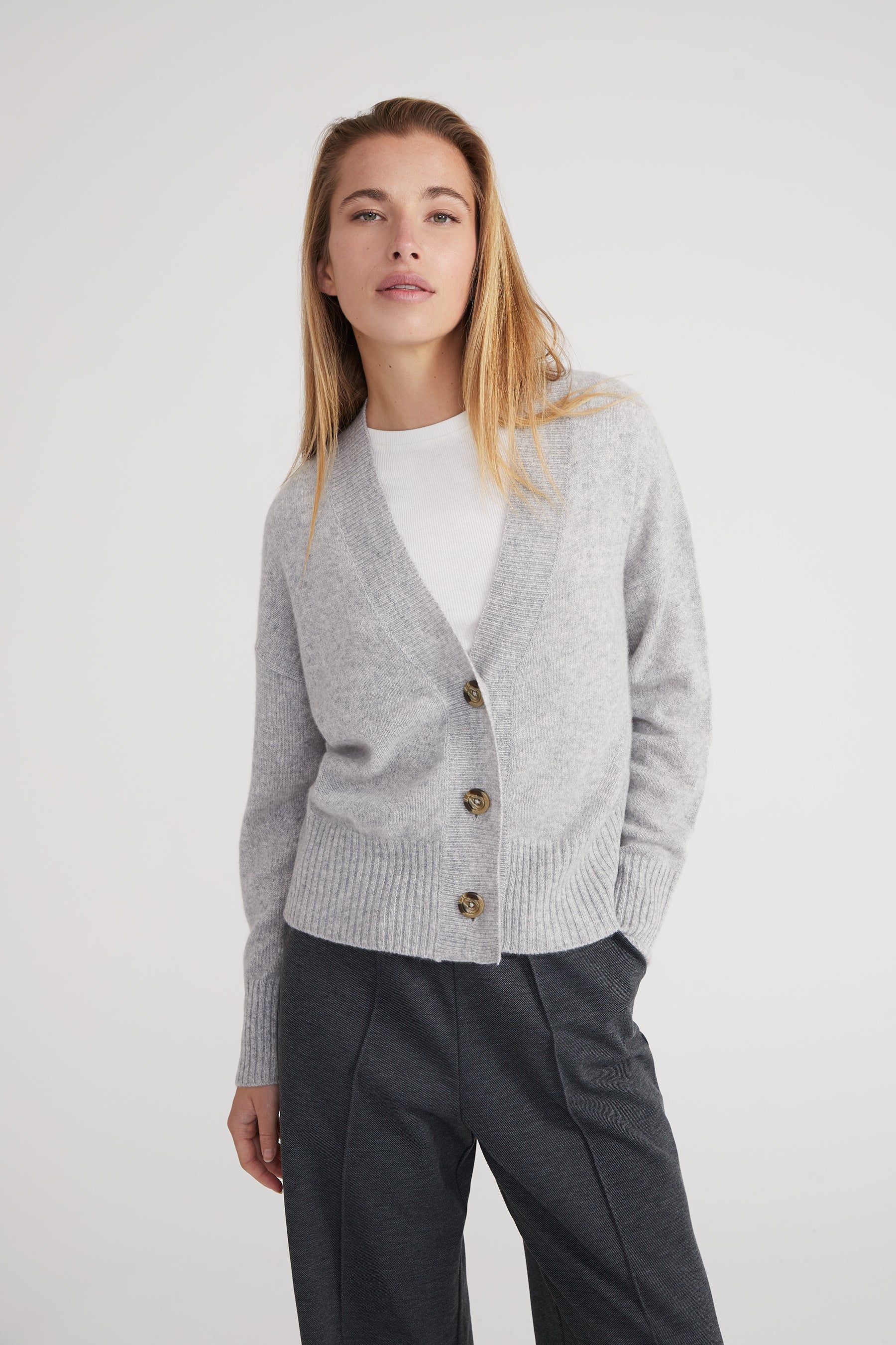 Cardigan - light grey melange