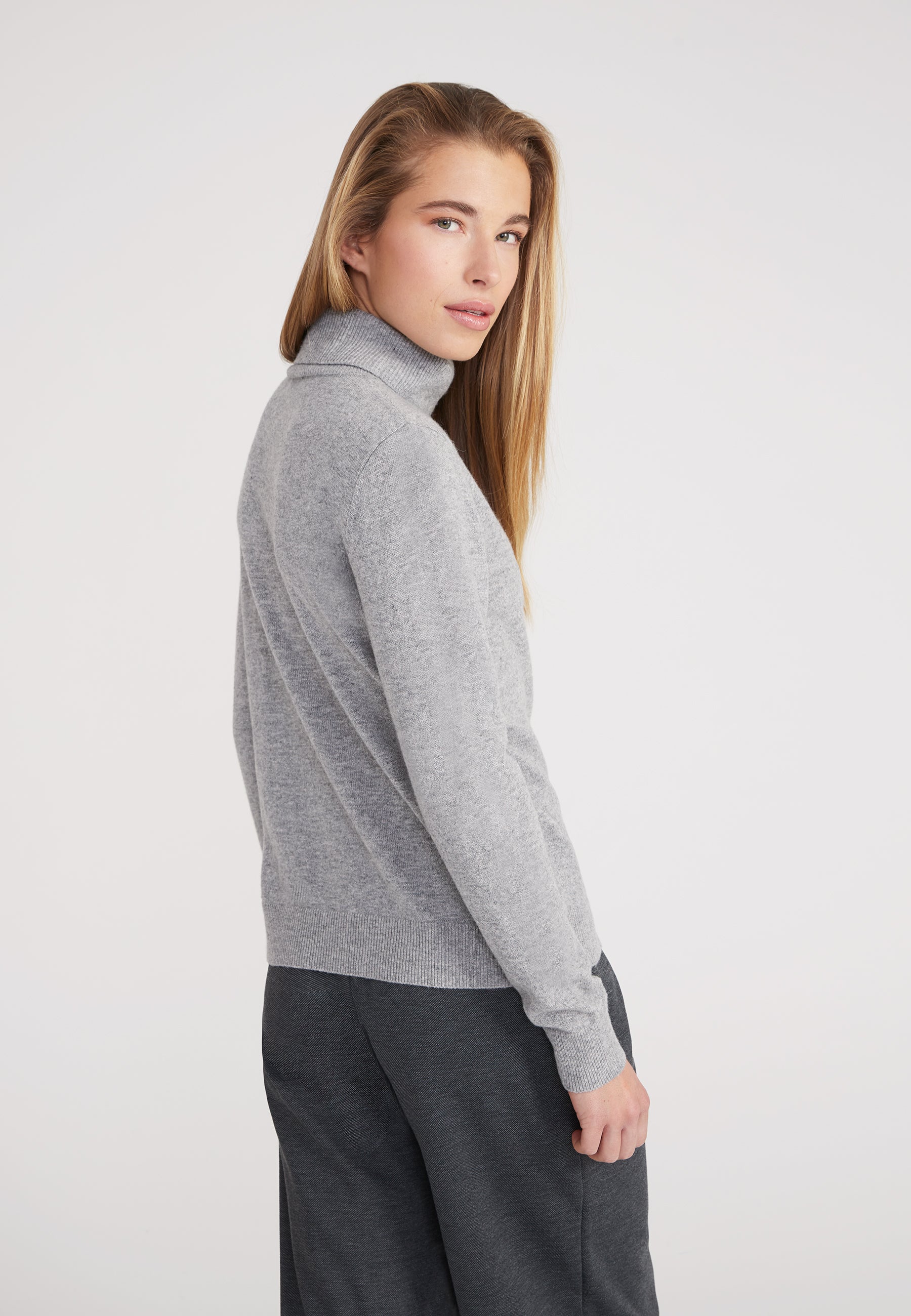 Classic Rollkragenpullover- light grey melange