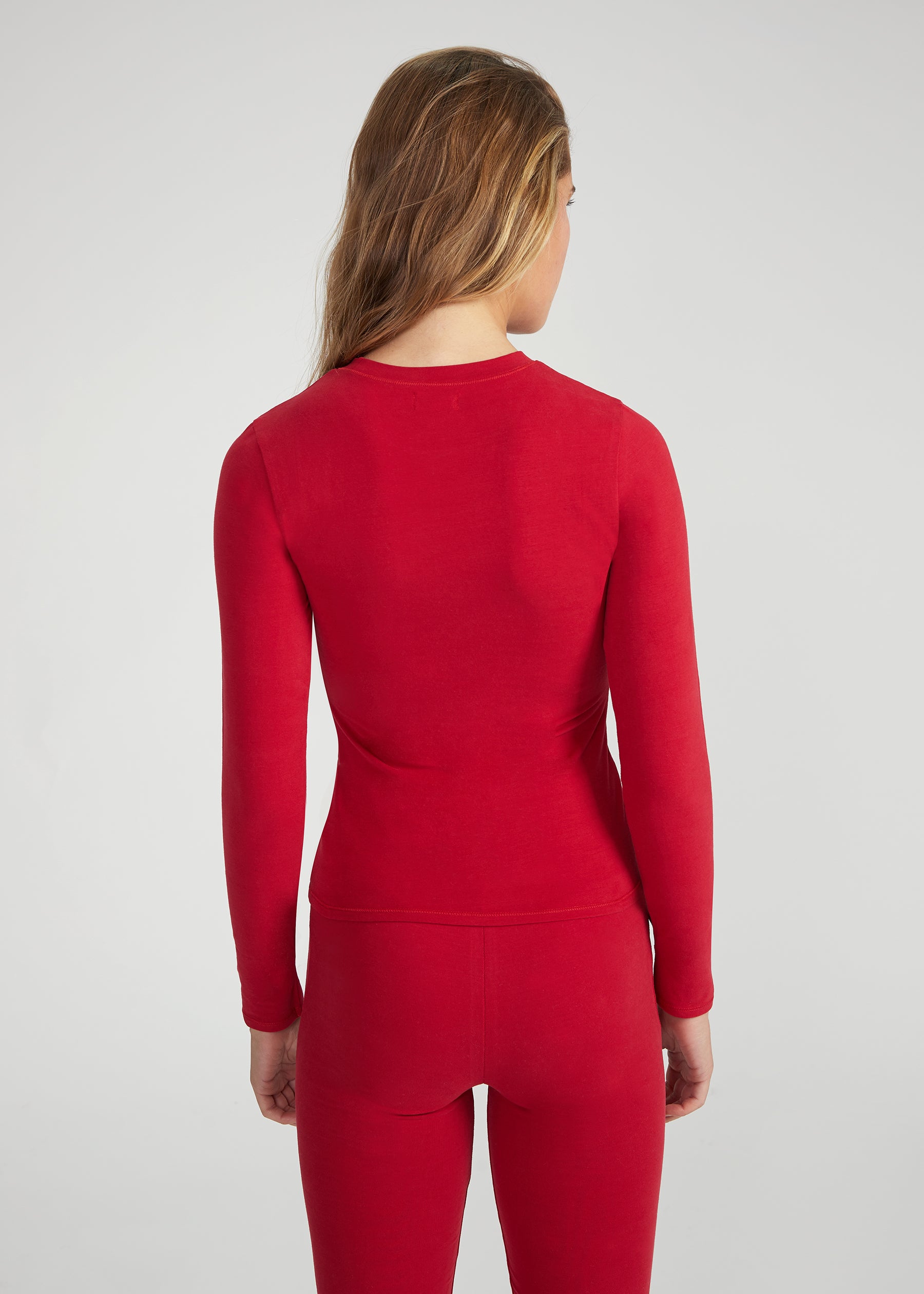 Woman wearing Longsleeve T-Shirt - wine