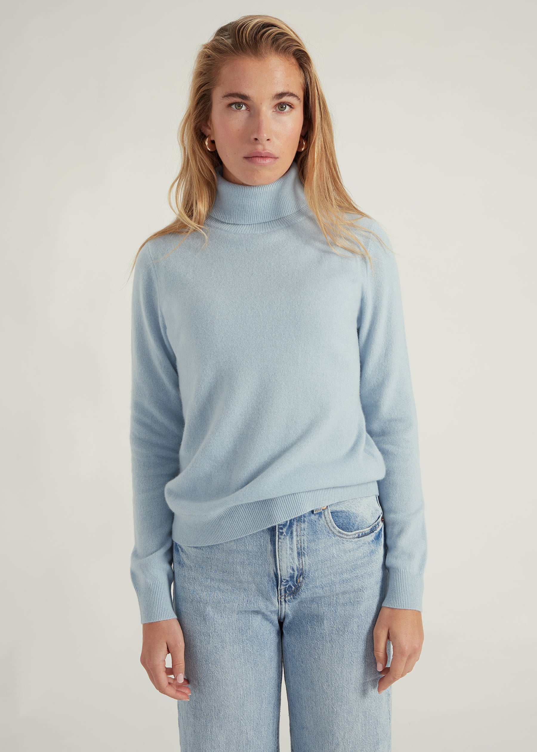 Classic Rollkragenpullover- pastel blue melange