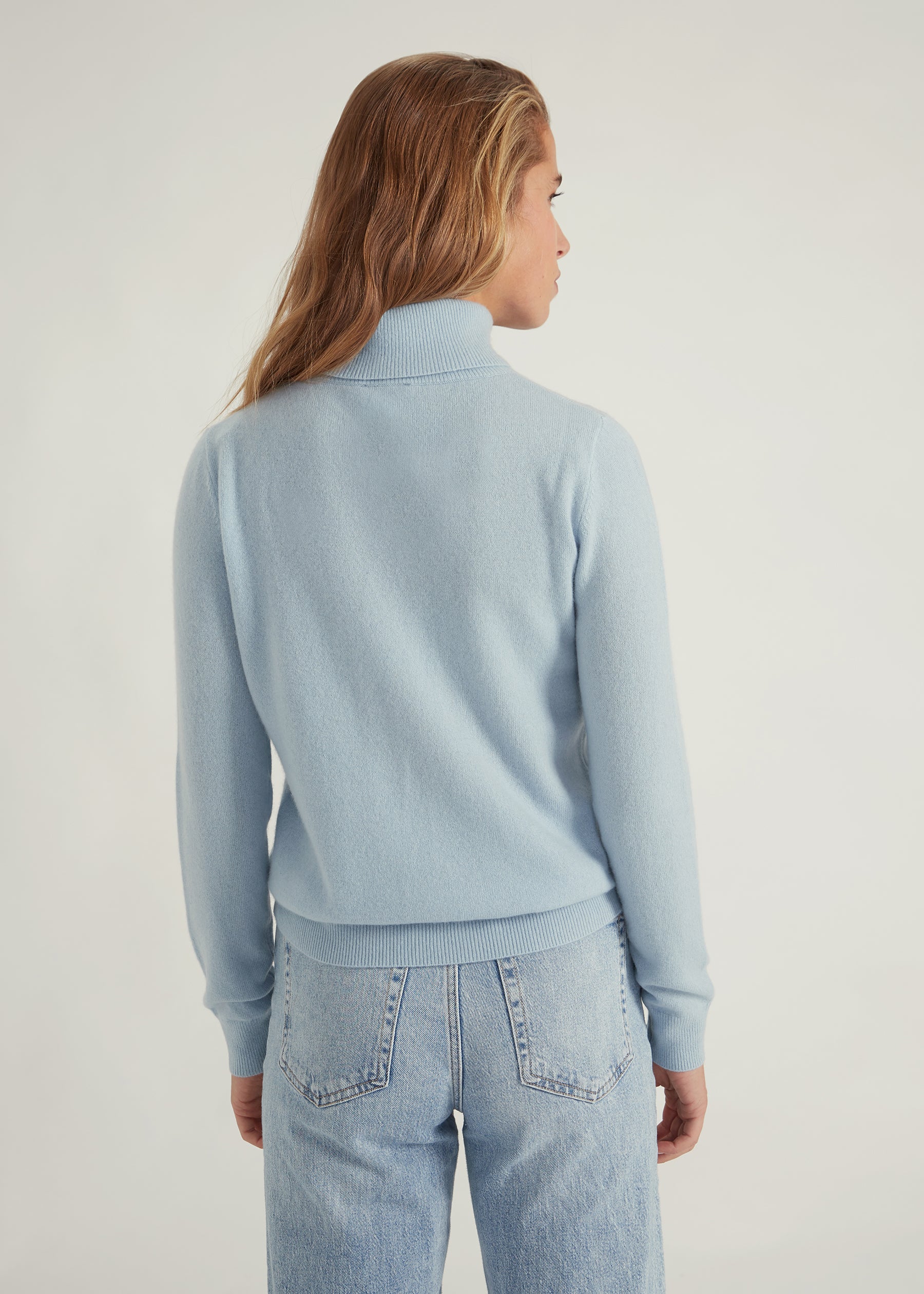 Classic Rollkragenpullover- pastel blue melange