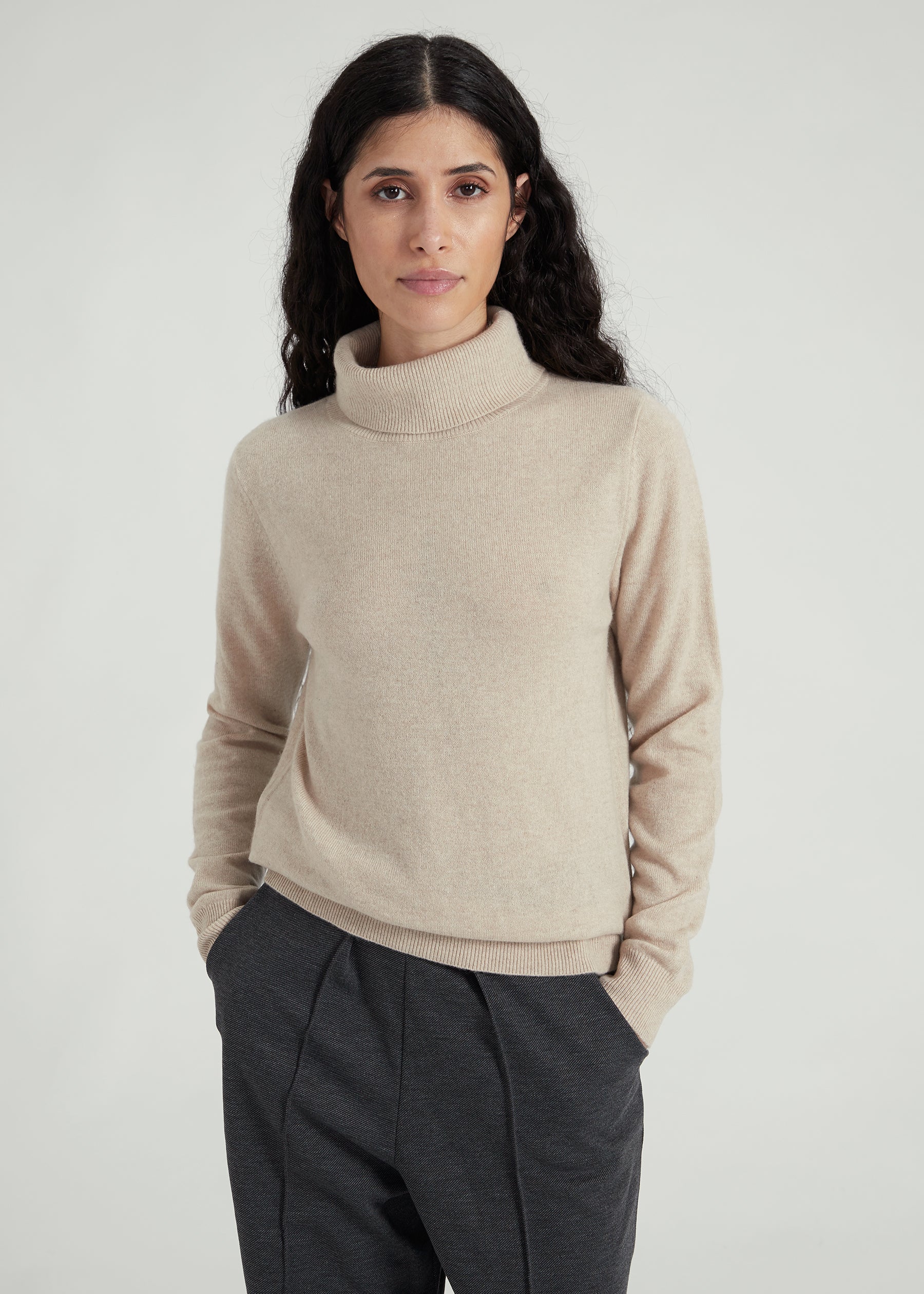 Classic Rollkragenpullover- sand