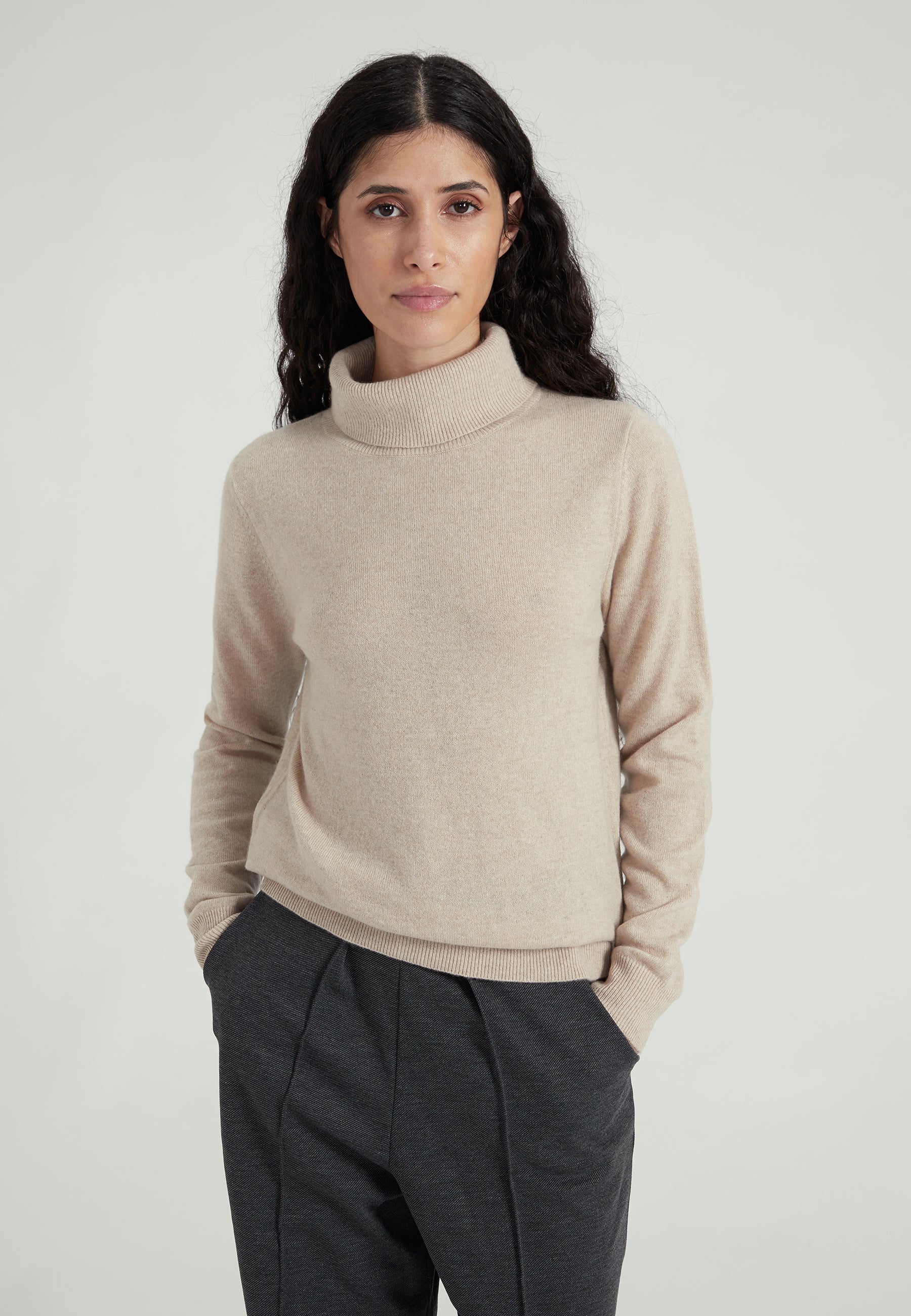 Classic Rollkragenpullover- sand
