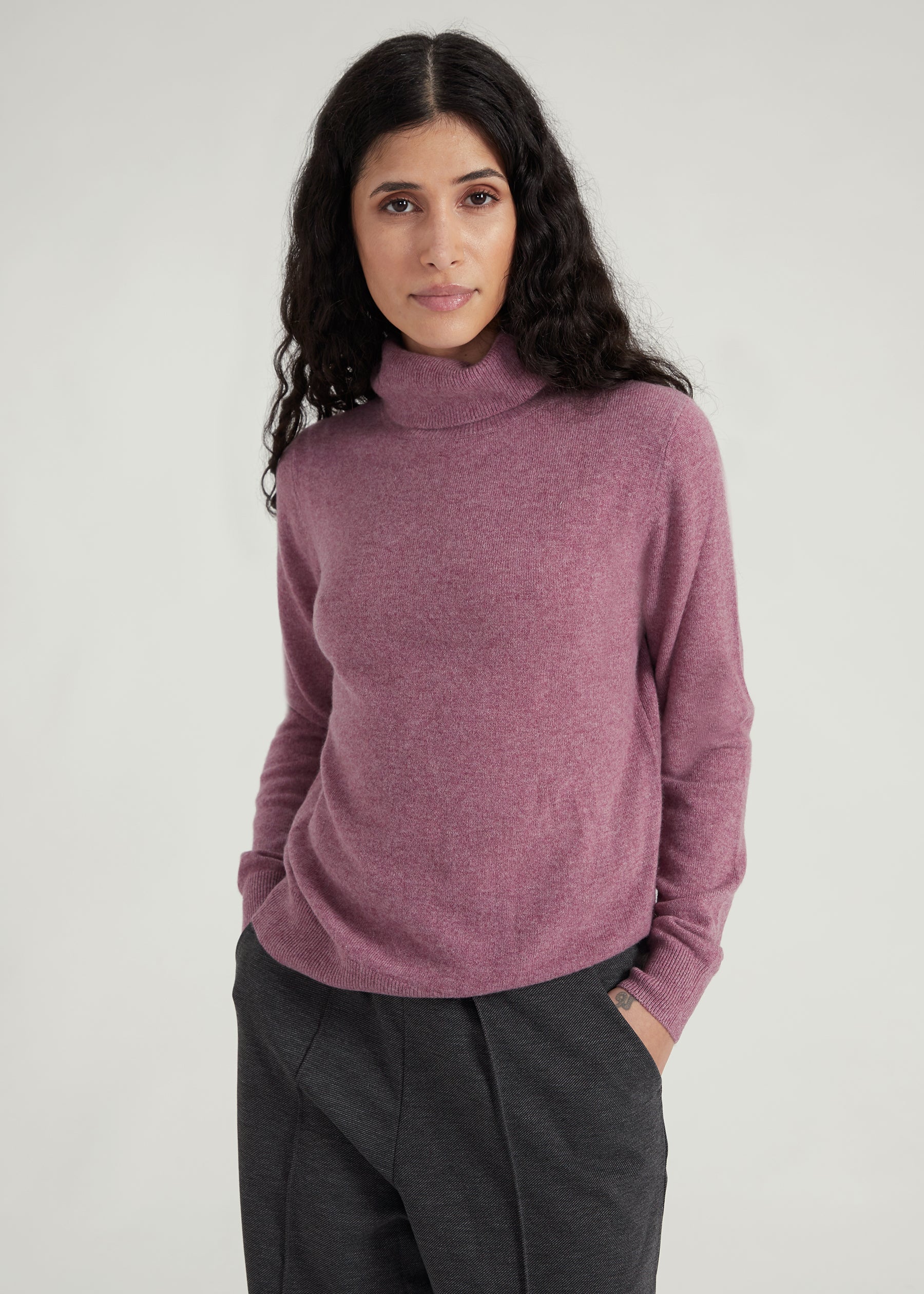 Classic Rollkragenpullover- dull rose