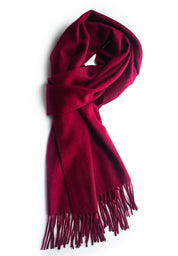 Unisex 100% Kaschmir Schal mit Fransen - bordeaux