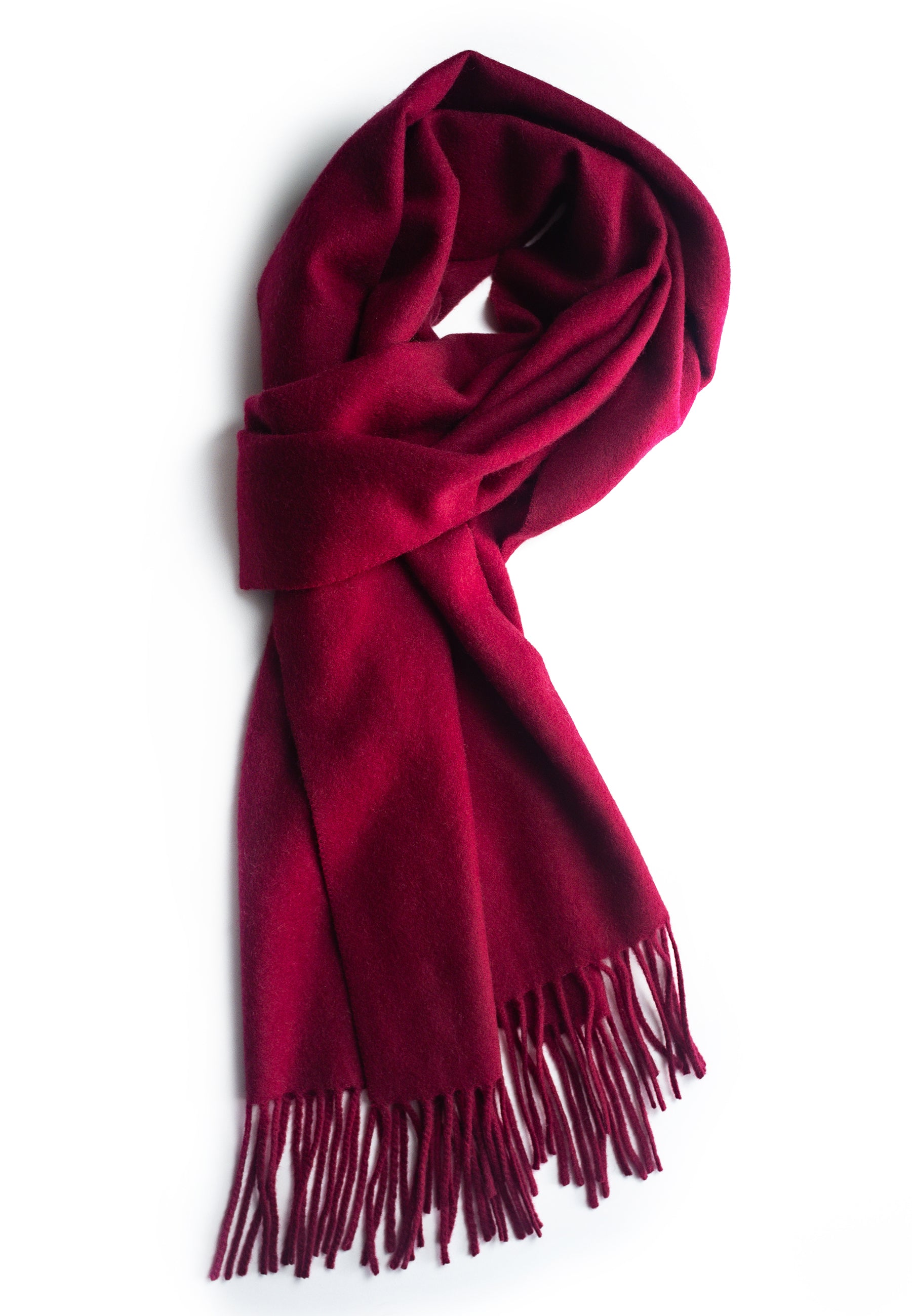 Unisex 100% Kaschmir Schal mit Fransen - bordeaux