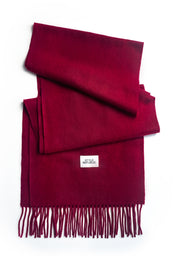 Unisex 100% Kaschmir Schal mit Fransen - bordeaux