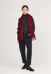 Unisex 100% Kaschmir Schal mit Fransen - bordeaux