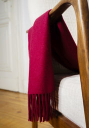 Unisex 100% Kaschmir Schal mit Fransen - bordeaux