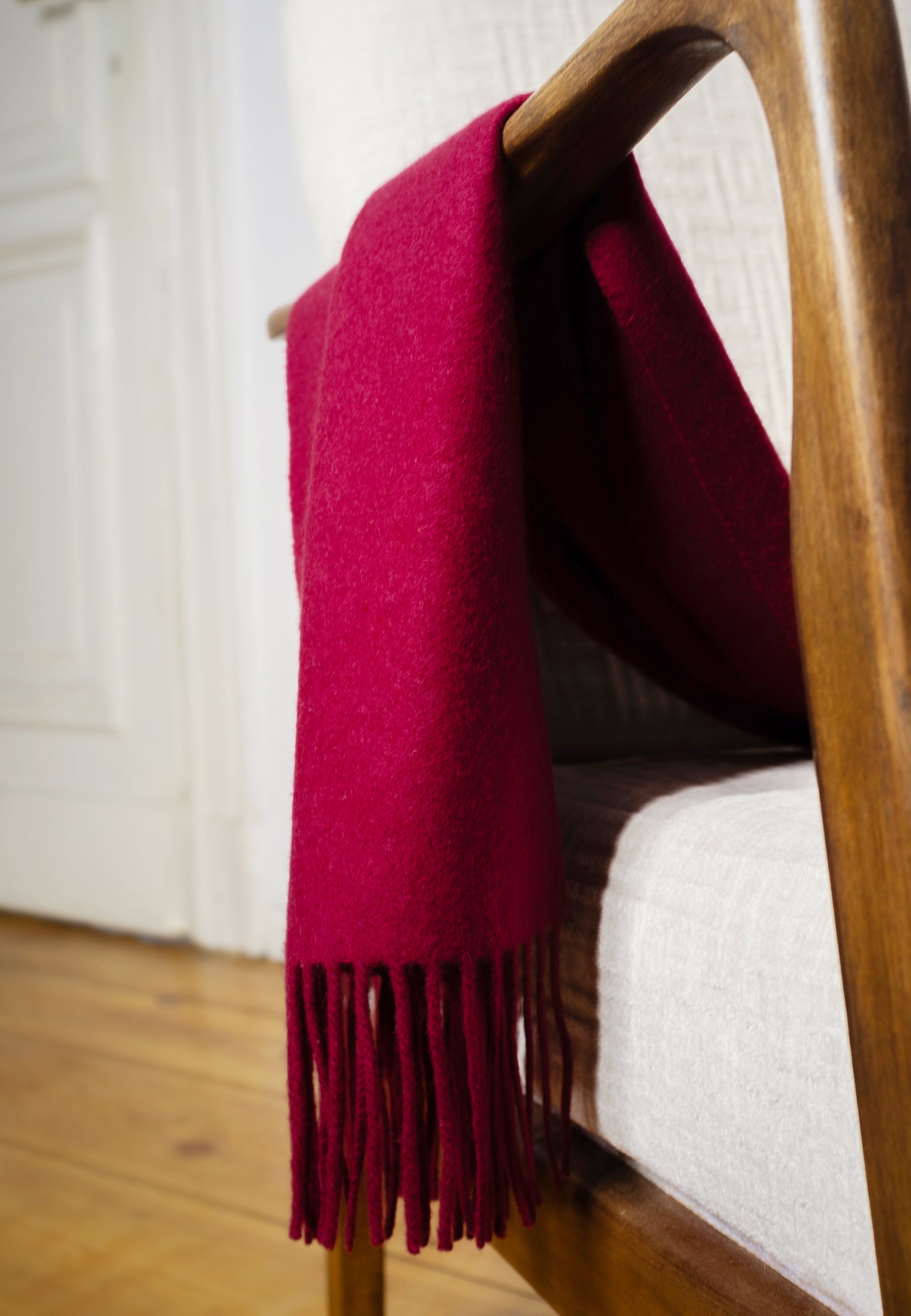 Unisex 100% Kaschmir Schal mit Fransen - bordeaux