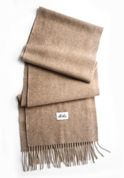 Unisex 100% Kaschmir Schal mit Fransen - camel melang