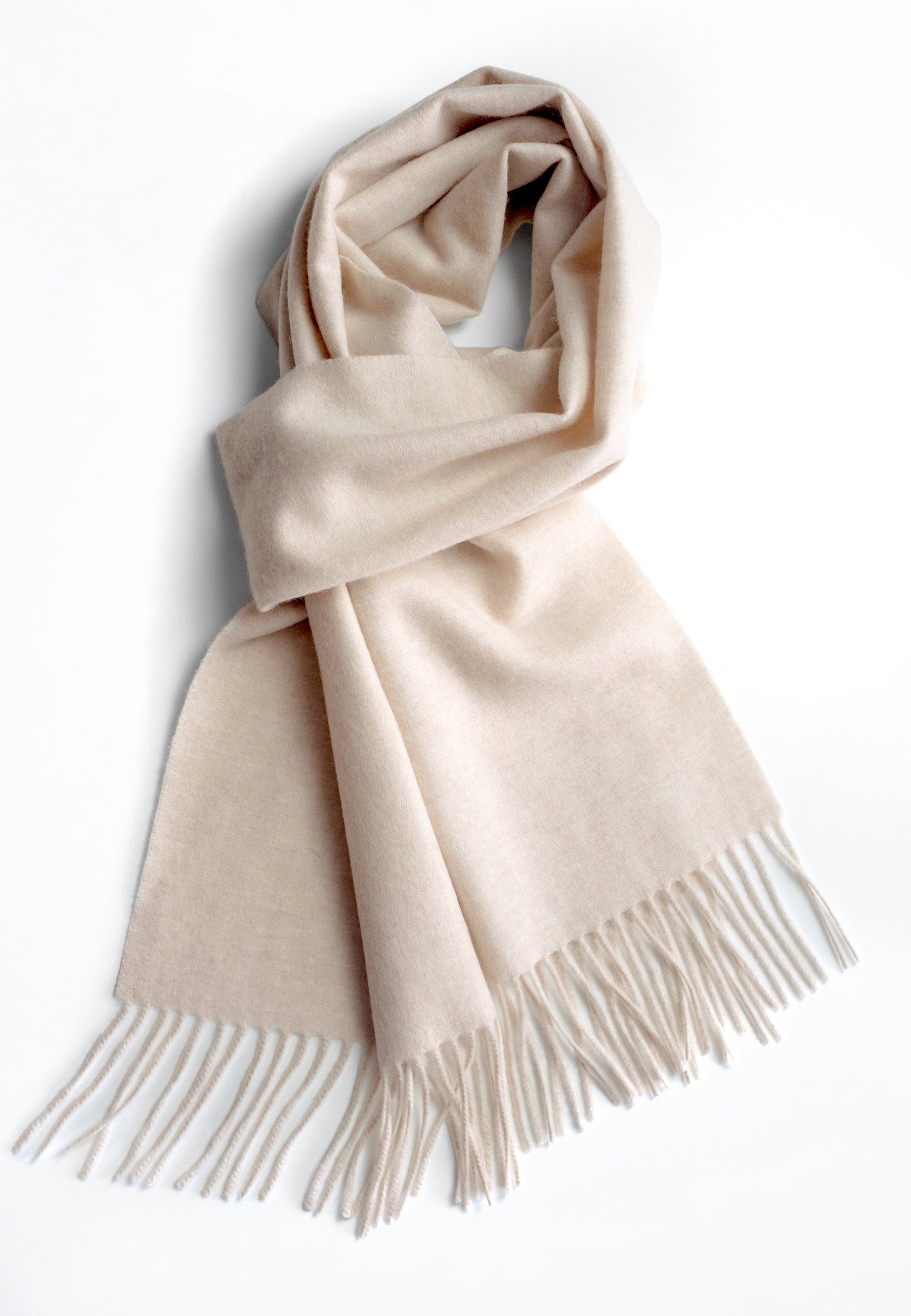 Unisex 100% Kaschmir Schal mit Fransen - cream