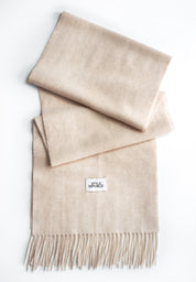 Unisex 100% Kaschmir Schal mit Fransen - cream