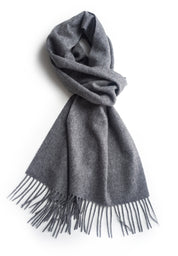 Unisex 100% Kaschmir Schal mit Fransen - dark grey melange