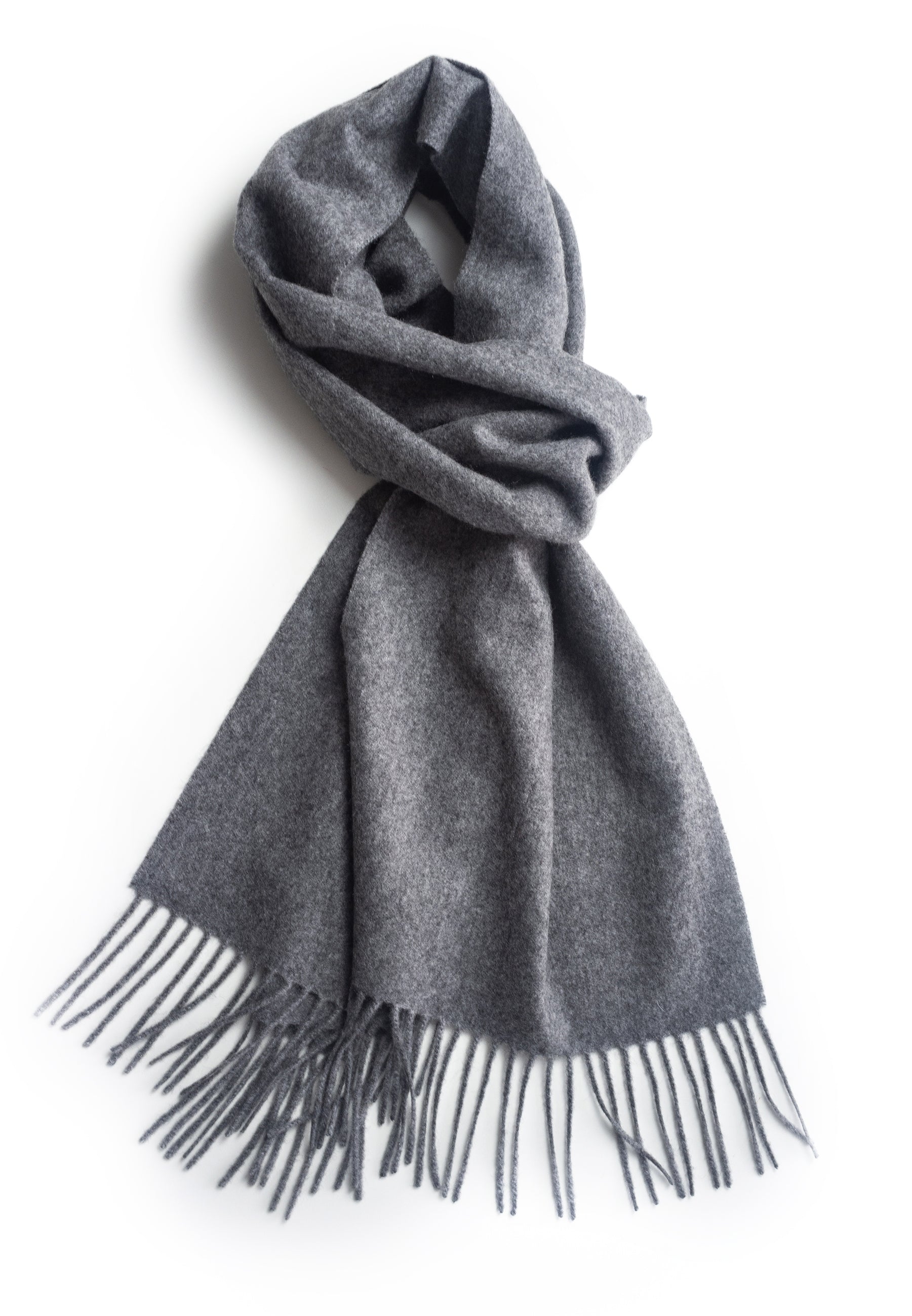 Unisex 100% Kaschmir Schal mit Fransen - dark grey melange