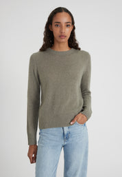 Rundhalspullover - olive melange