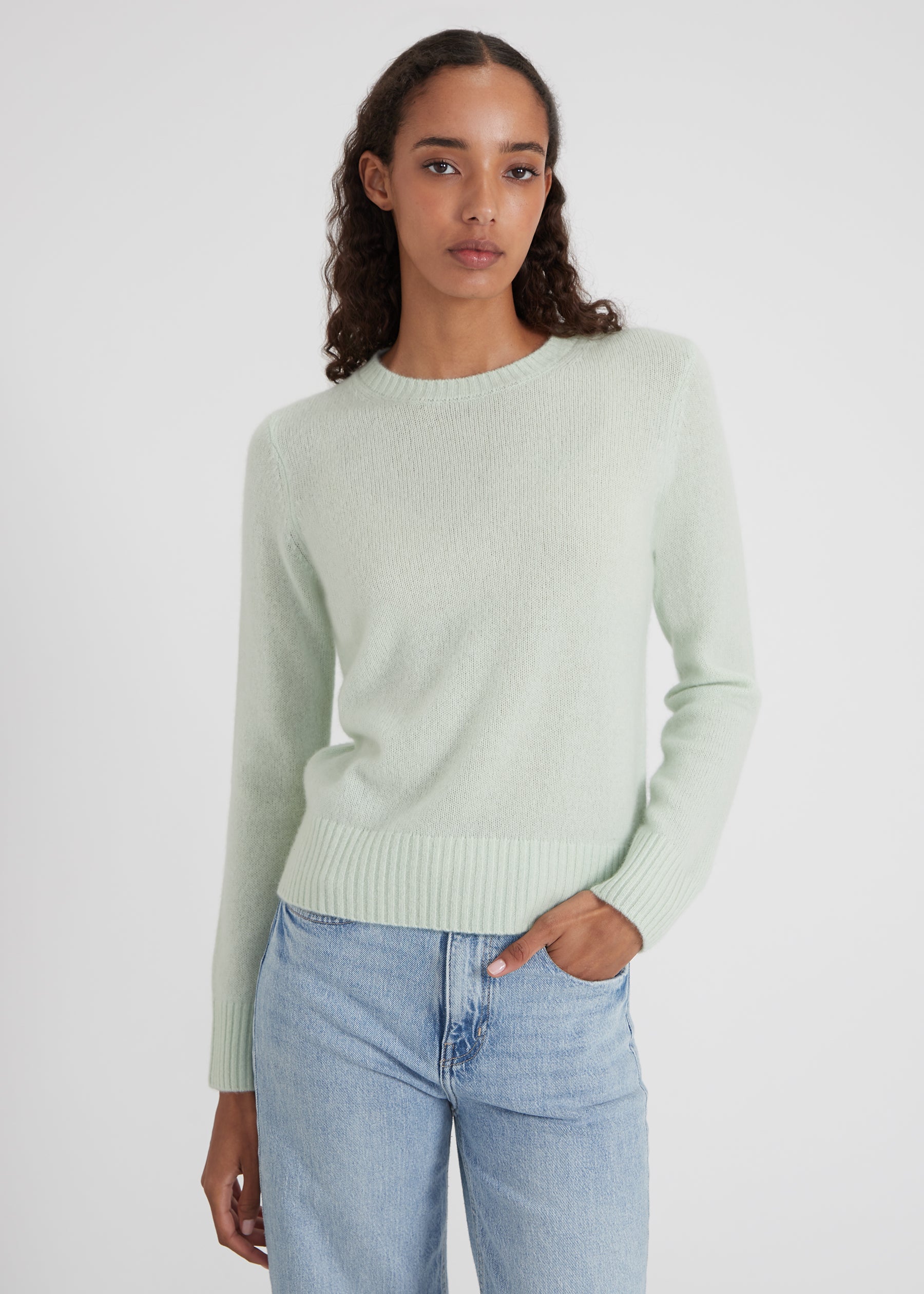 Rundhalspullover - fog green