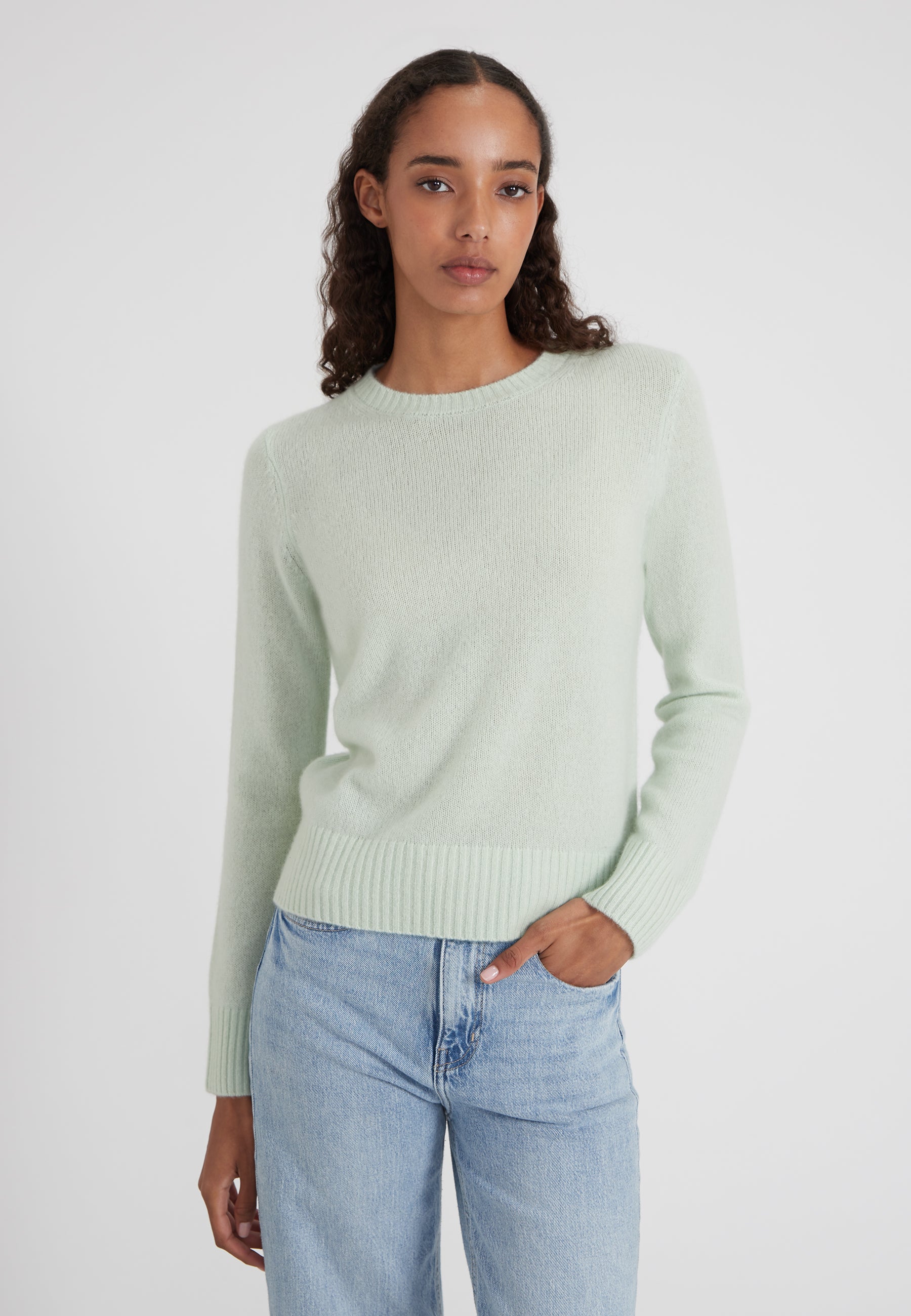 Rundhalspullover - fog green