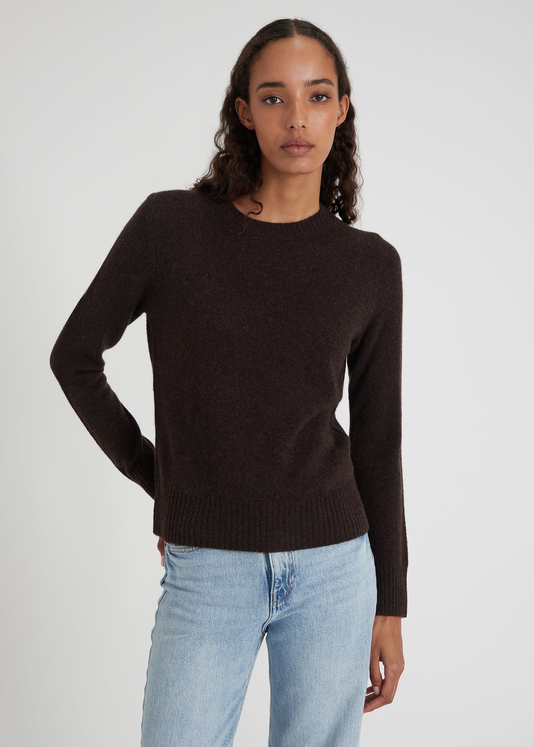 Rundhalspullover - coffee