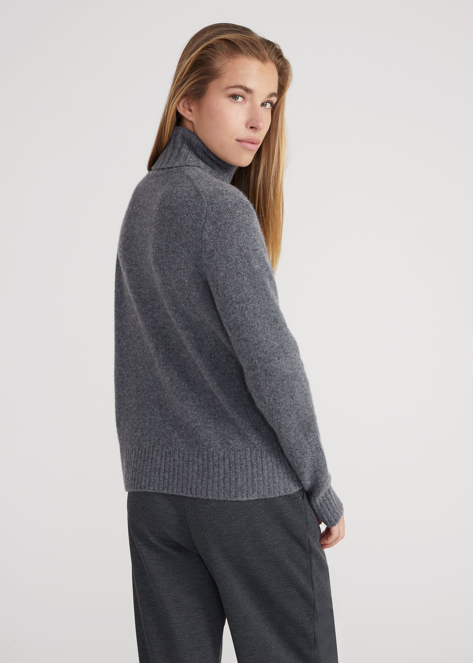 Regular Rollkragenpullover- grey melange