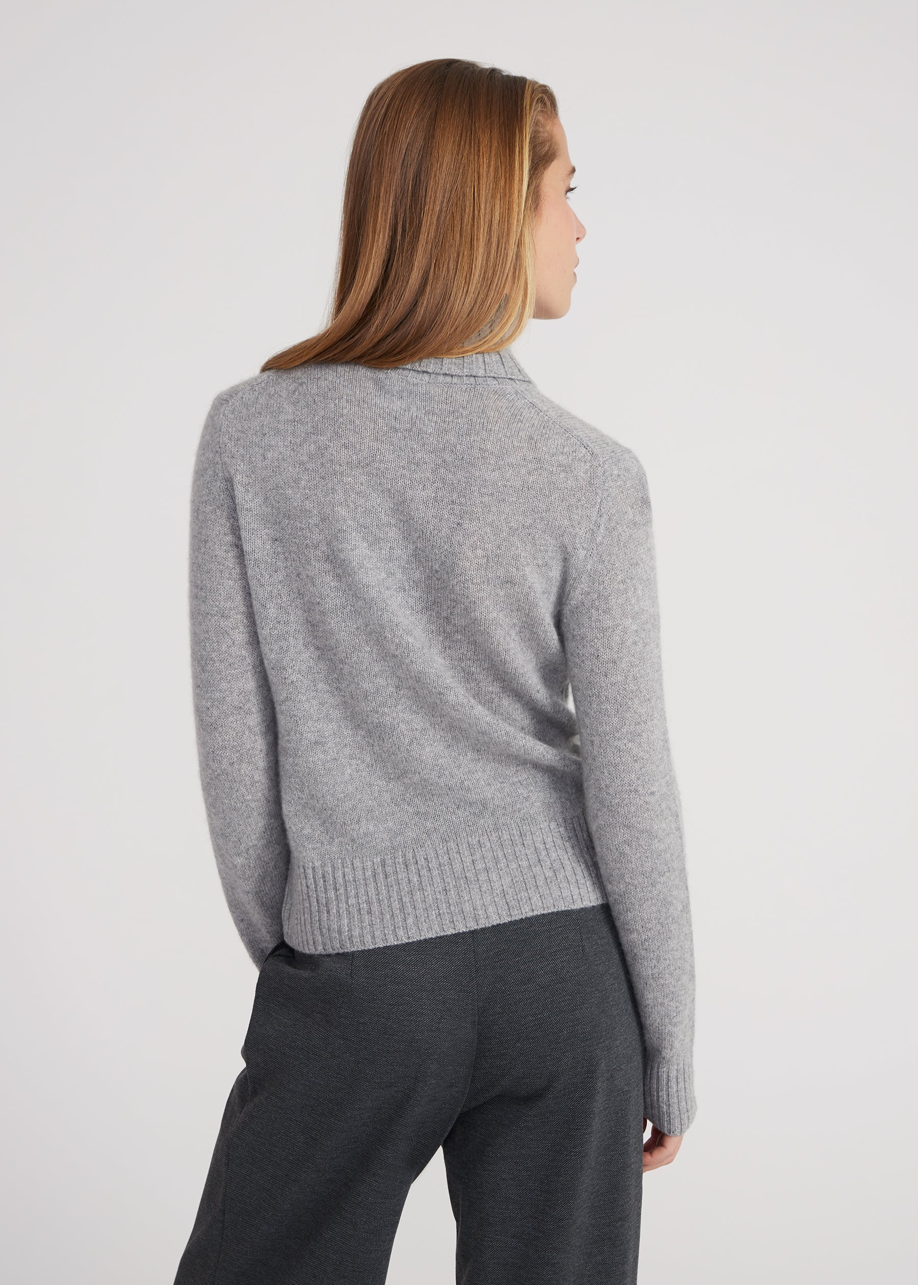 Regular Rollkragenpullover- light grey melange