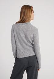 Regular Rollkragenpullover- light grey melange
