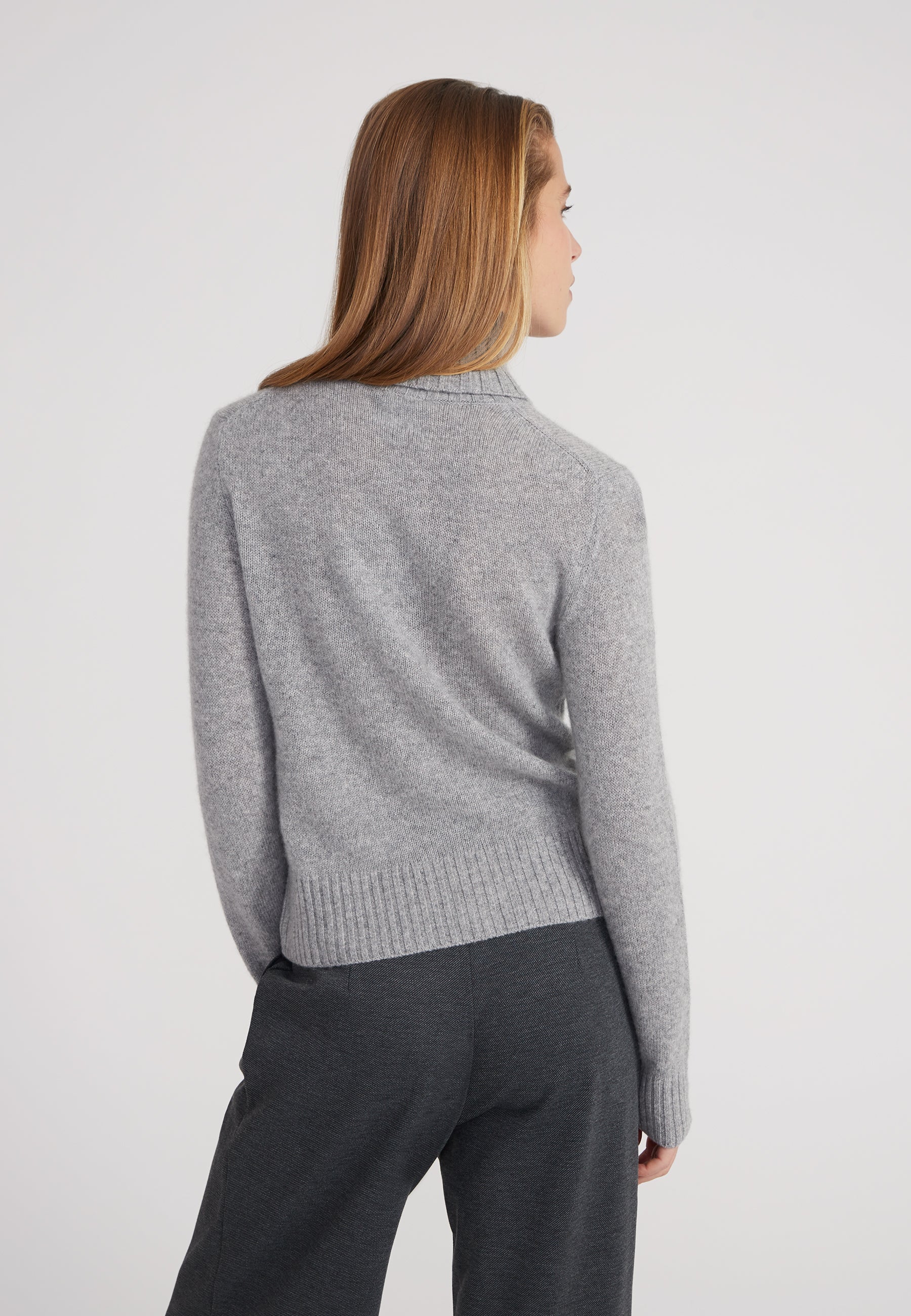 Regular Rollkragenpullover- light grey melange
