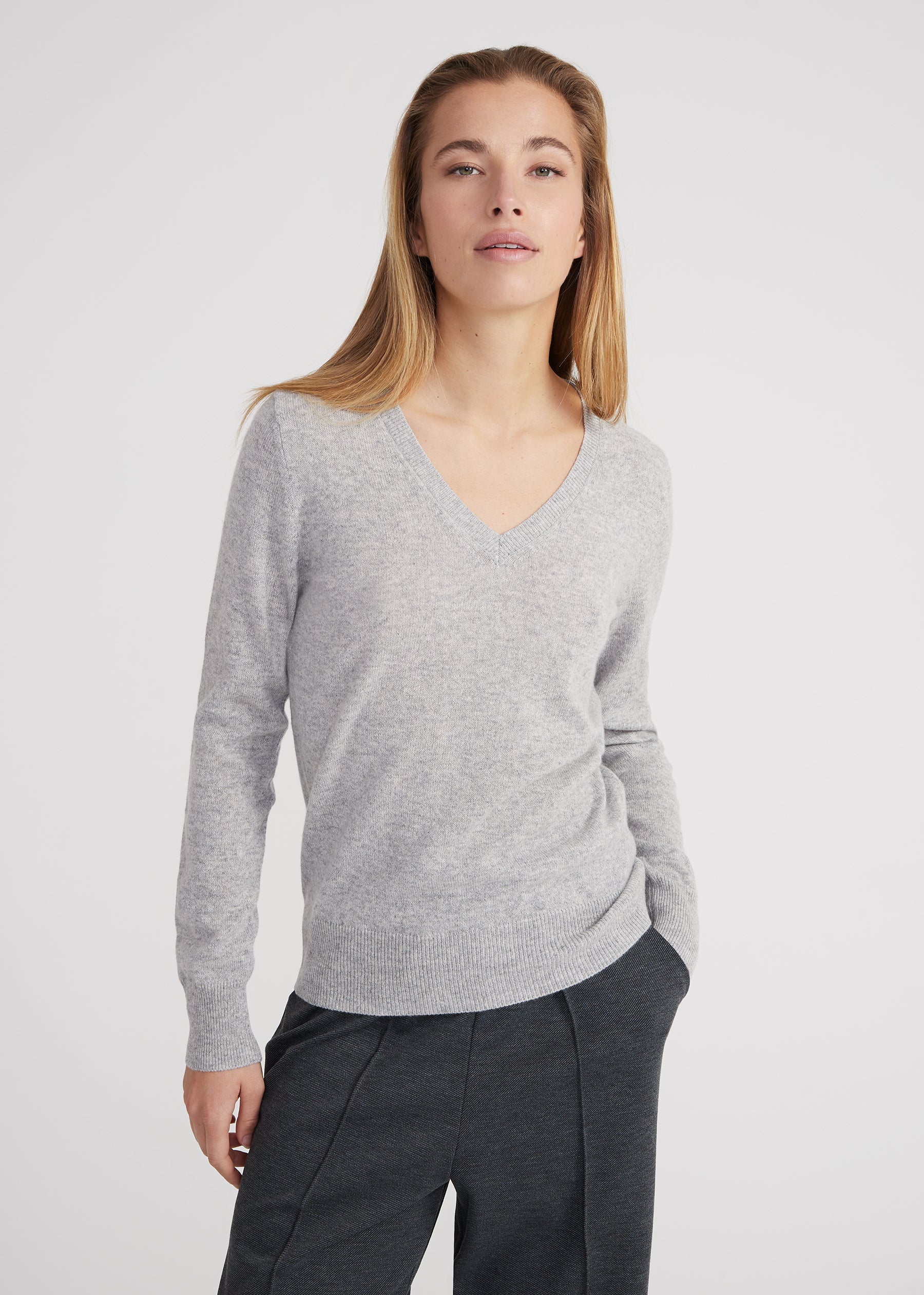 Vneck - light grey melange