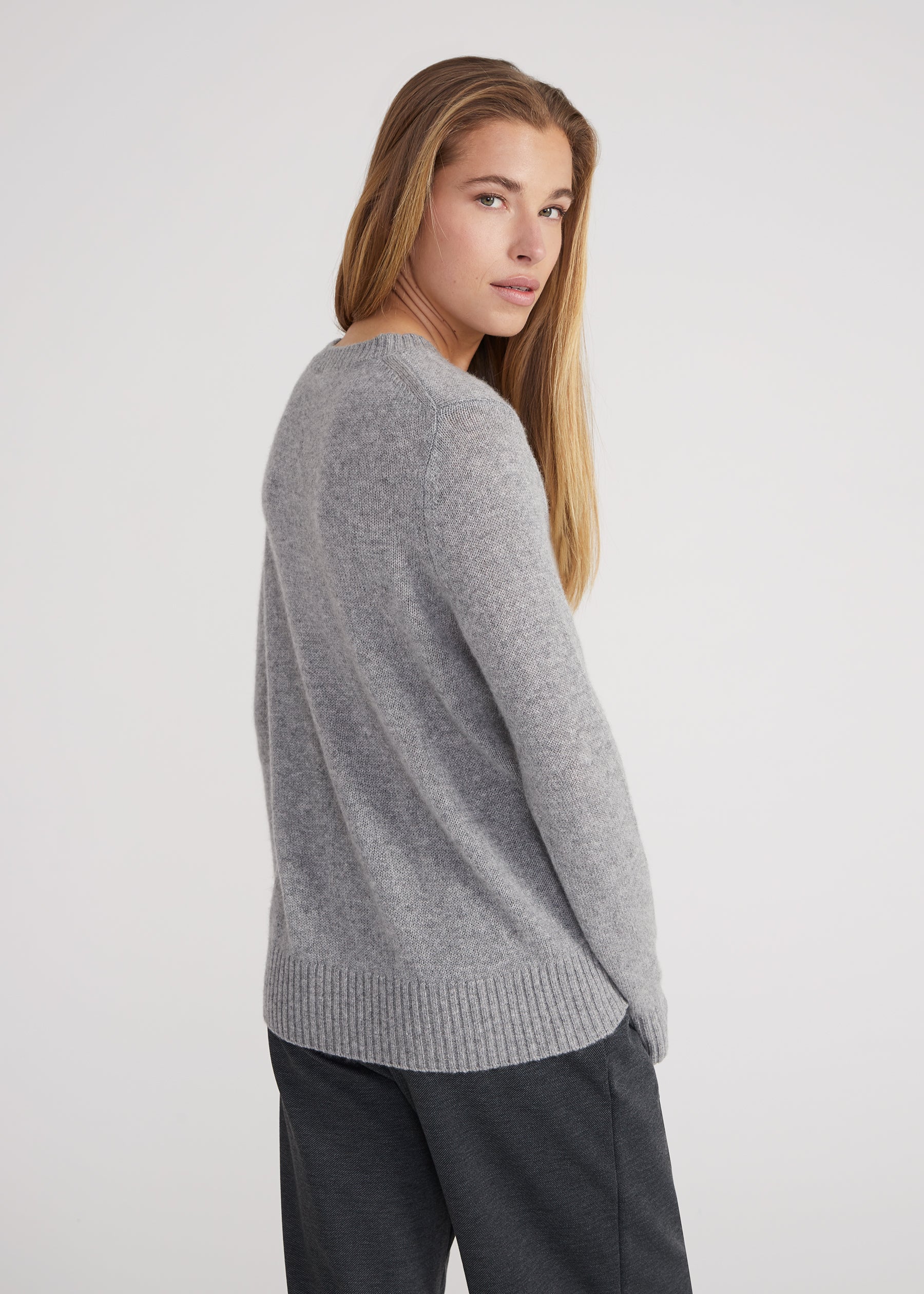 Rundhalspullover- light grey melange