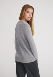 Rundhalspullover- light grey melange