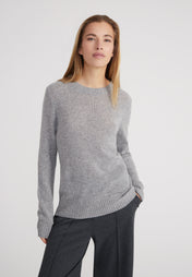 Rundhalspullover- light grey melange
